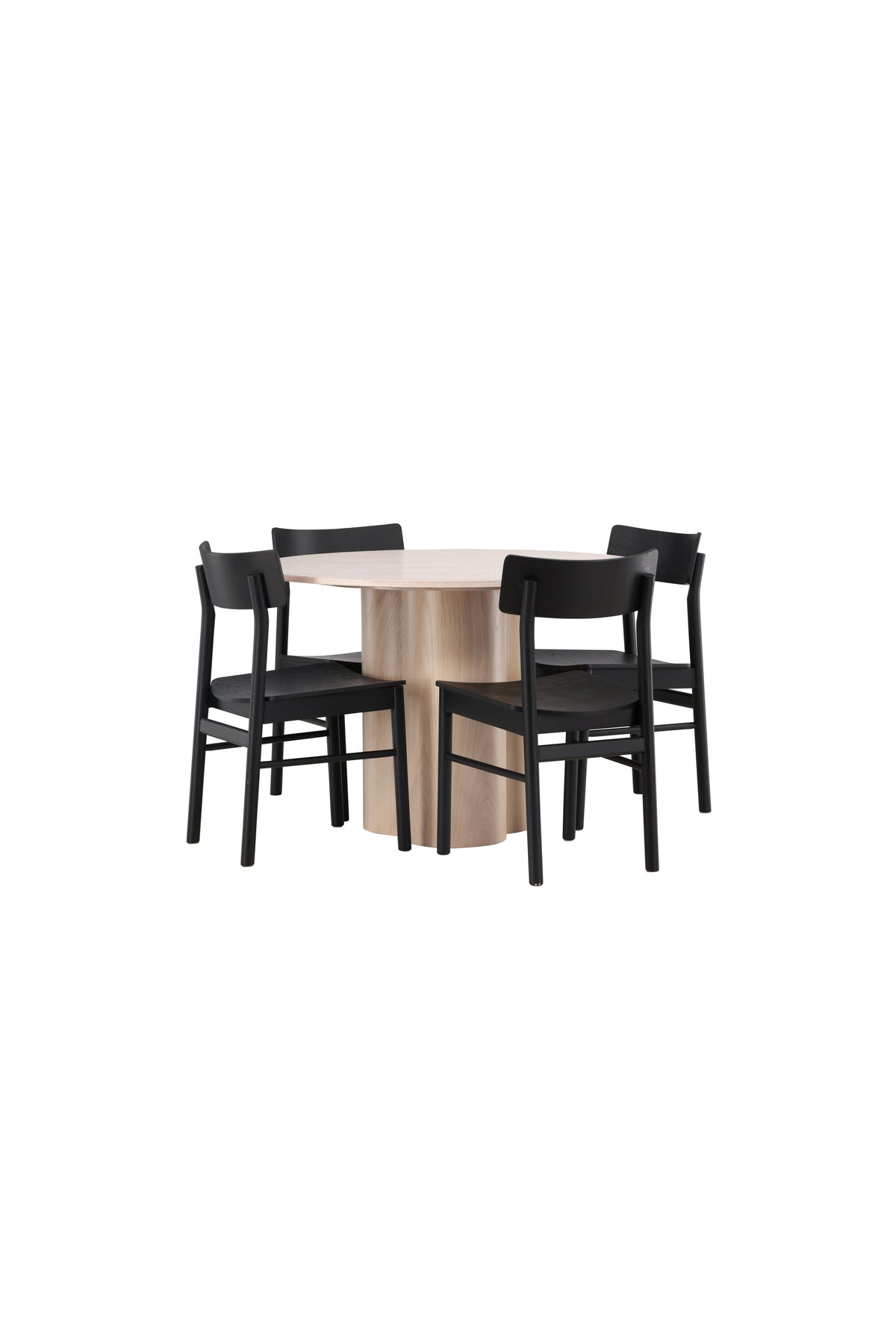 Olivia Esszimmer Set + Montros ⌀110cm/4St. in Natur / Schwarz präsentiert im Onlineshop von KAQTU Design AG. Esszimmerset ist von Venture Home