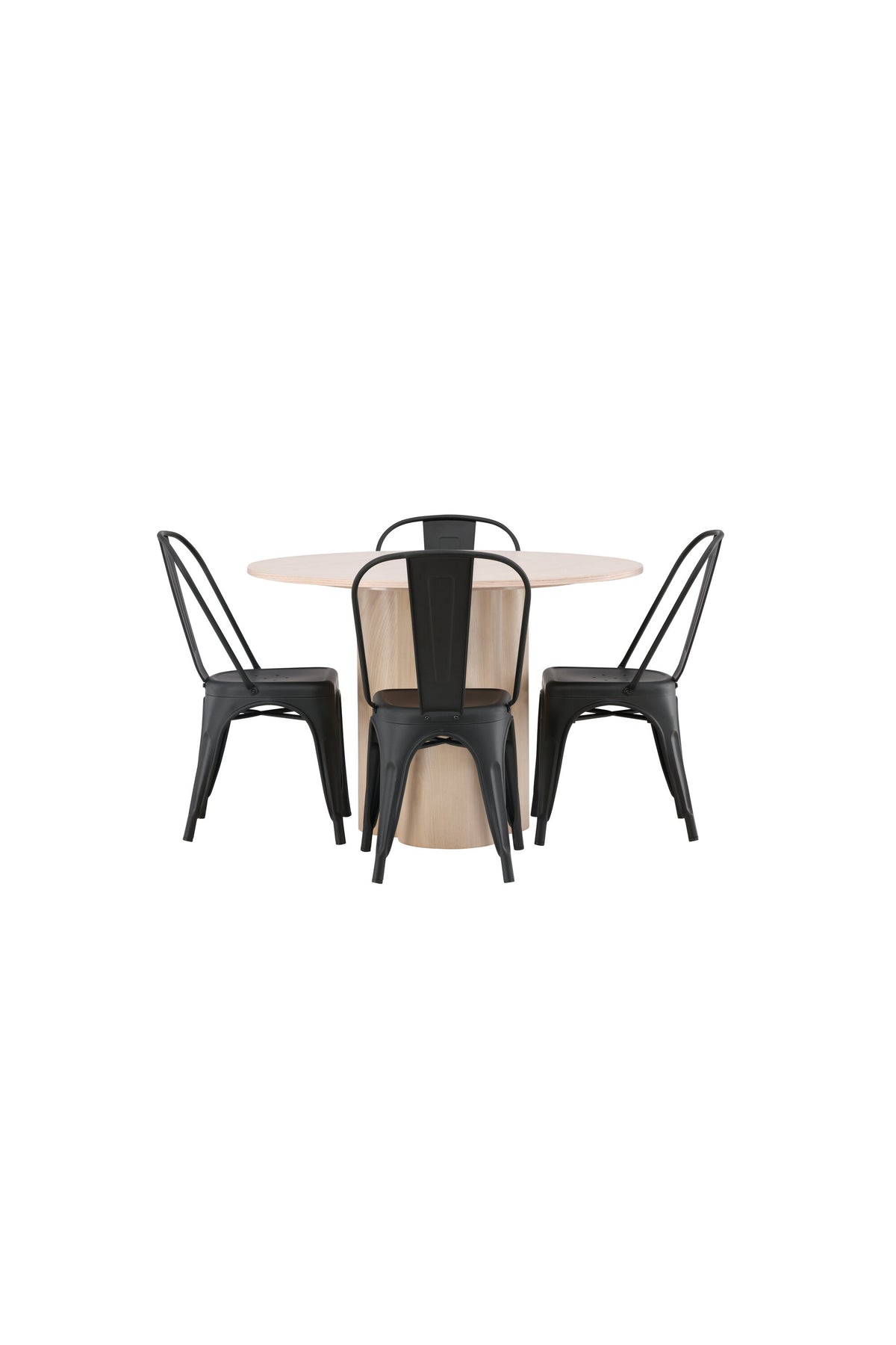 Olivia Esszimmer Set + Tempe ⌀110cm/4St. in Natur / Schwarz präsentiert im Onlineshop von KAQTU Design AG. Esszimmerset ist von Venture Home