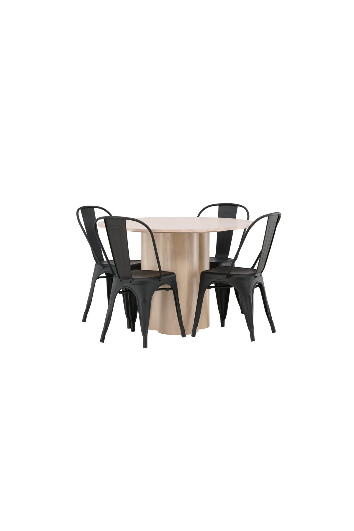 Olivia Esszimmer Set + Tempe ⌀110cm/4St. in Natur / Schwarz präsentiert im Onlineshop von KAQTU Design AG. Esszimmerset ist von Venture Home