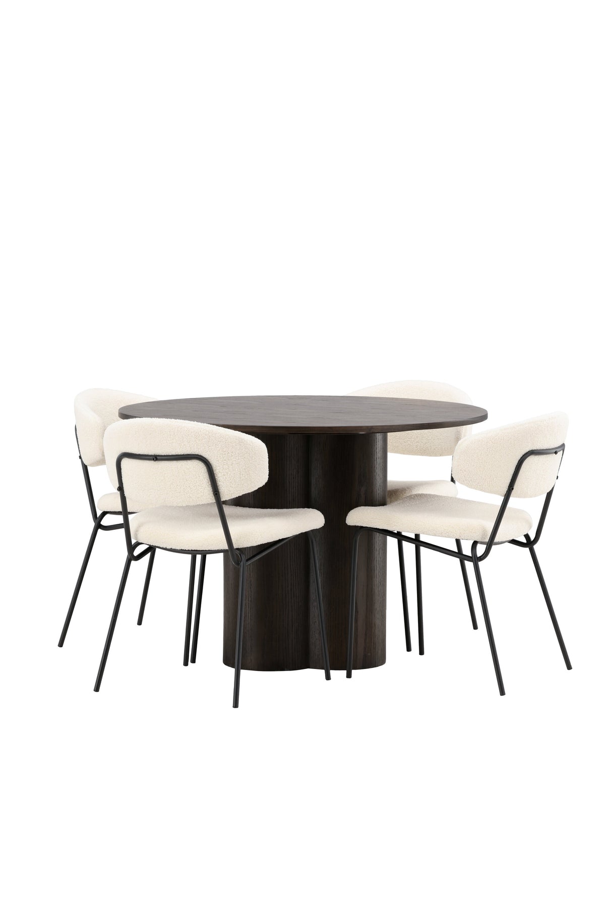 Olivia Esszimmer Set + Chico ⌀110cm/4St. in Braun / Weiss präsentiert im Onlineshop von KAQTU Design AG. Esszimmerset ist von Venture Home