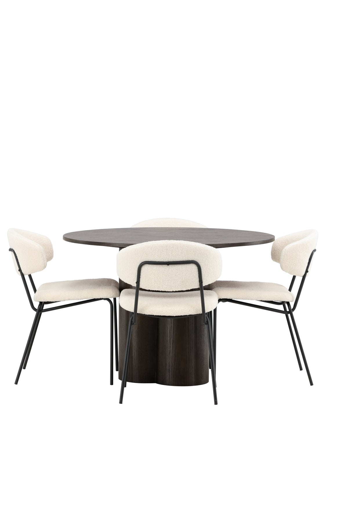 Olivia Esszimmer Set + Chico ⌀110cm/4St. in Braun / Weiss präsentiert im Onlineshop von KAQTU Design AG. Esszimmerset ist von Venture Home