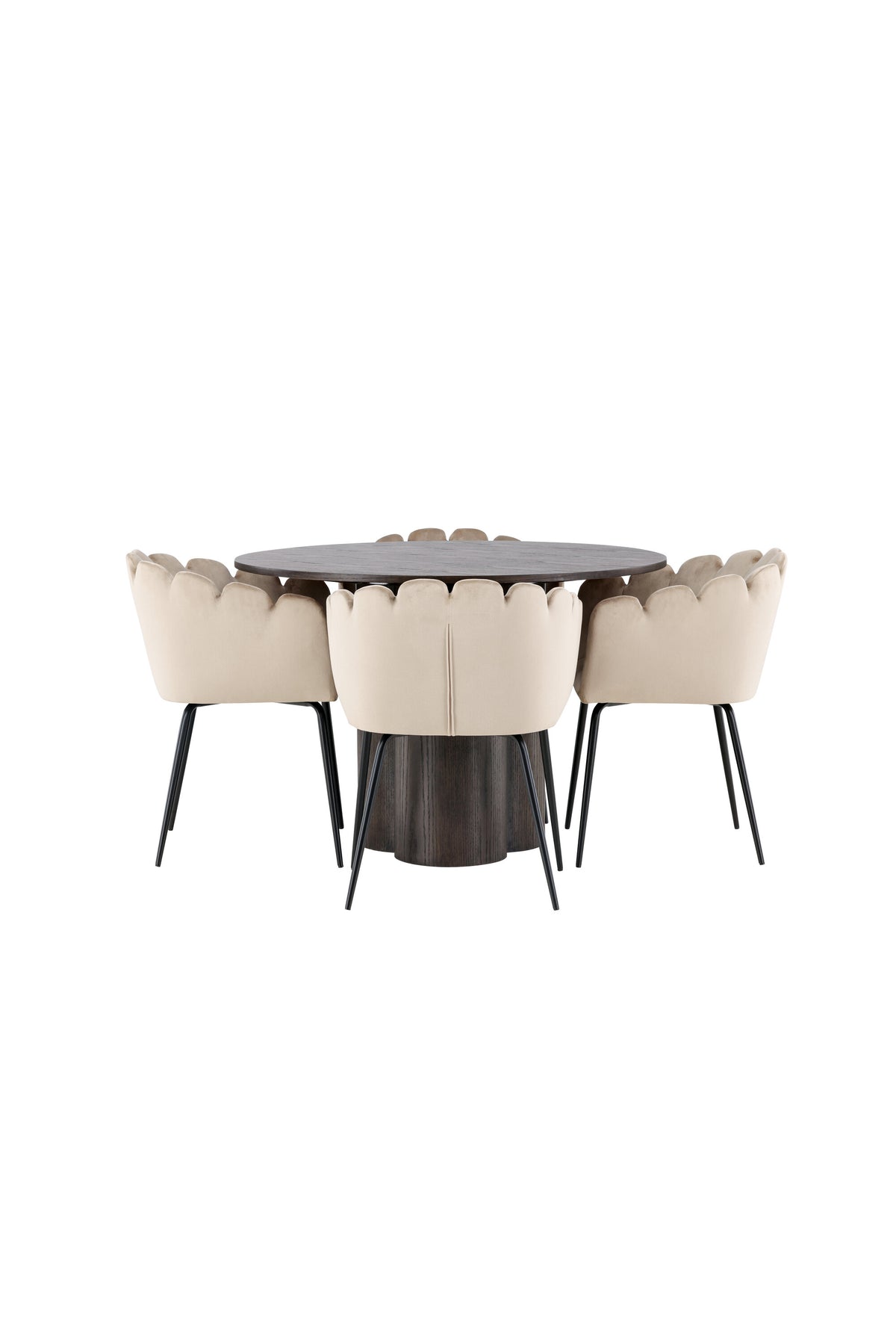 Olivia Esszimmer Set + Limhamn ⌀110cm/4St. in Braun / Beige präsentiert im Onlineshop von KAQTU Design AG. Esszimmerset ist von Venture Home