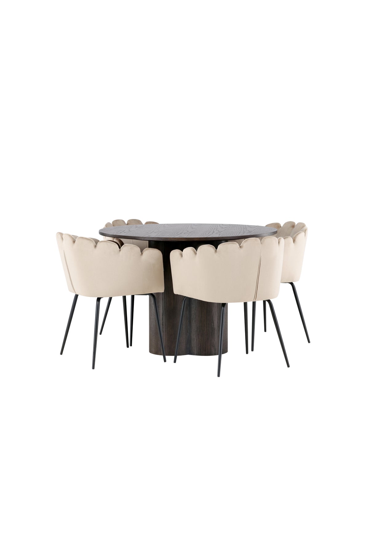 Olivia Esszimmer Set + Limhamn ⌀110cm/4St. in Braun / Beige präsentiert im Onlineshop von KAQTU Design AG. Esszimmerset ist von Venture Home