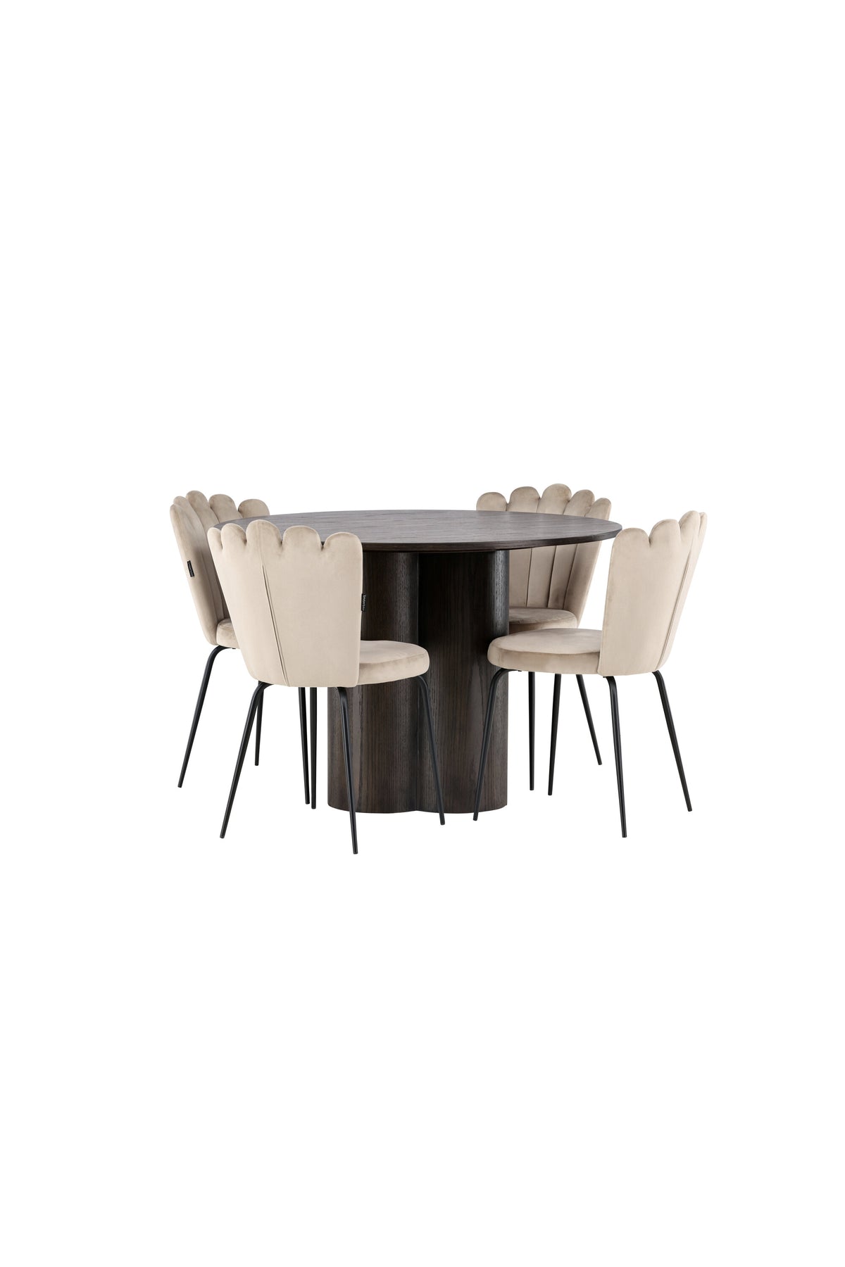Olivia Esszimmer Set + Limhamn Light ⌀110cm/4St. in Braun / Beige präsentiert im Onlineshop von KAQTU Design AG. Esszimmerset ist von Venture Home