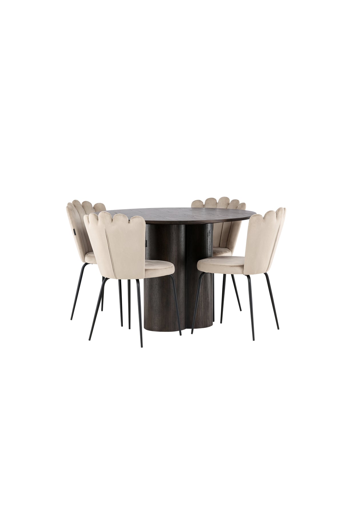 Olivia Esszimmer Set + Limhamn Light ⌀110cm/4St. in Braun / Beige präsentiert im Onlineshop von KAQTU Design AG. Esszimmerset ist von Venture Home