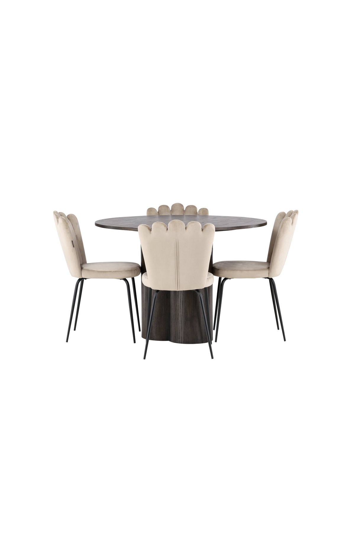 Olivia Esszimmer Set + Limhamn Light ⌀110cm/4St. in Braun / Beige präsentiert im Onlineshop von KAQTU Design AG. Esszimmerset ist von Venture Home