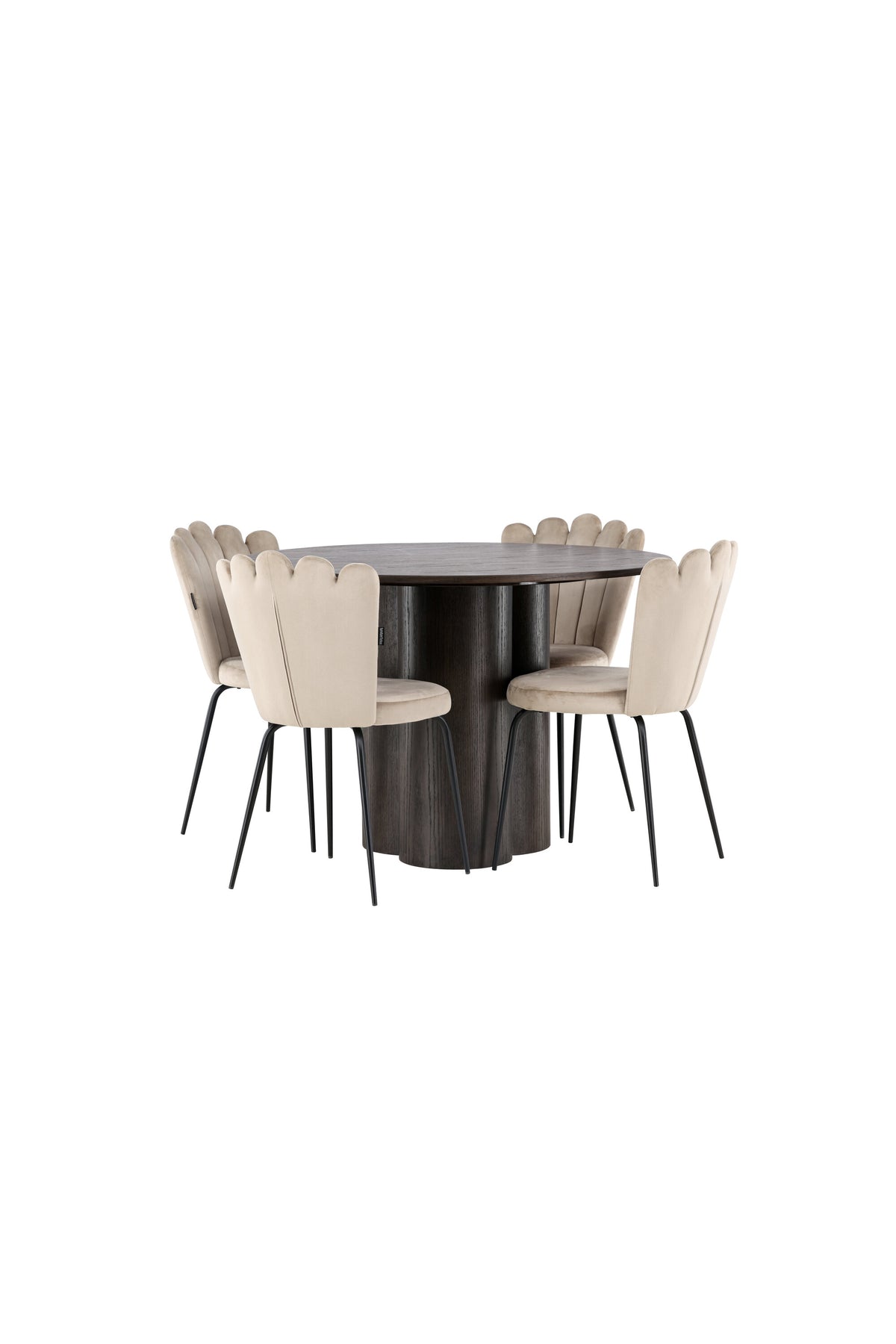 Olivia Esszimmer Set + Limhamn Light ⌀110cm/4St. in Braun / Beige präsentiert im Onlineshop von KAQTU Design AG. Esszimmerset ist von Venture Home