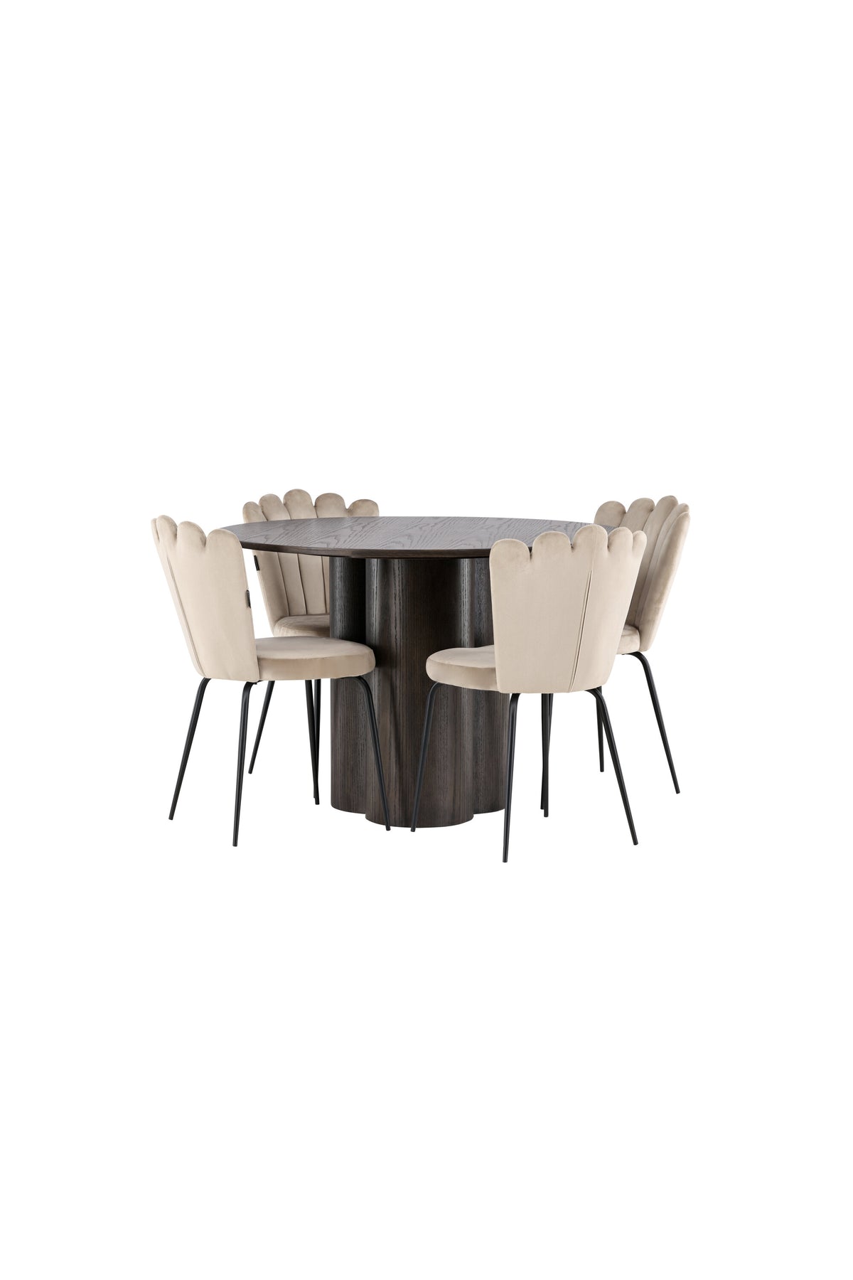 Olivia Esszimmer Set + Limhamn Light ⌀110cm/4St. in Braun / Beige präsentiert im Onlineshop von KAQTU Design AG. Esszimmerset ist von Venture Home