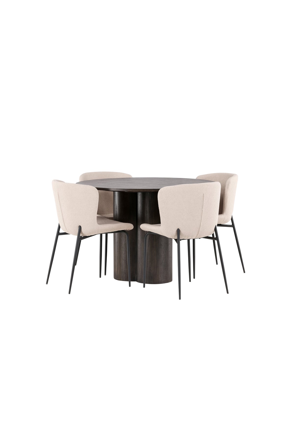 Olivia Esszimmer Set + Modesto ⌀110cm/4St. in Braun / Beige / Grau präsentiert im Onlineshop von KAQTU Design AG. Esszimmerset ist von Venture Home