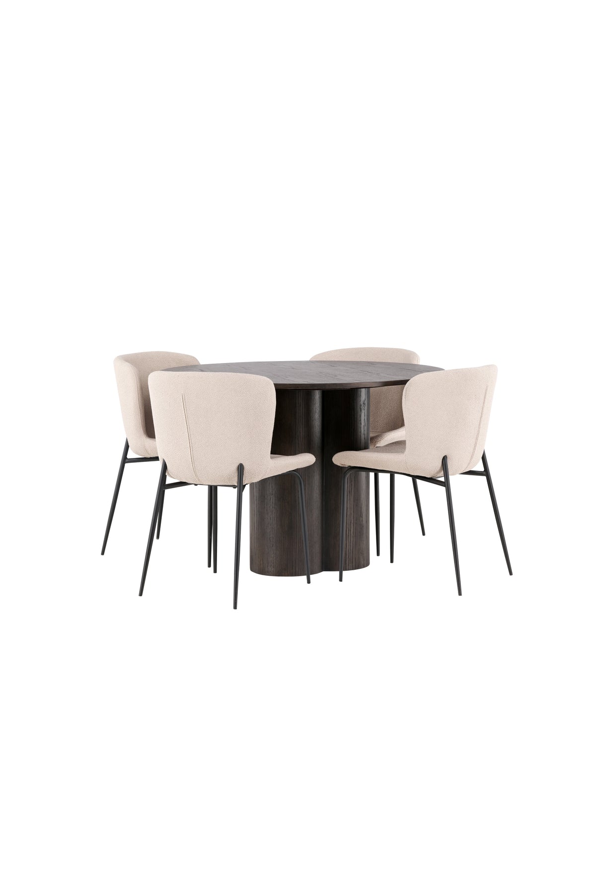 Olivia Esszimmer Set + Modesto ⌀110cm/4St. in Braun / Beige / Grau präsentiert im Onlineshop von KAQTU Design AG. Esszimmerset ist von Venture Home