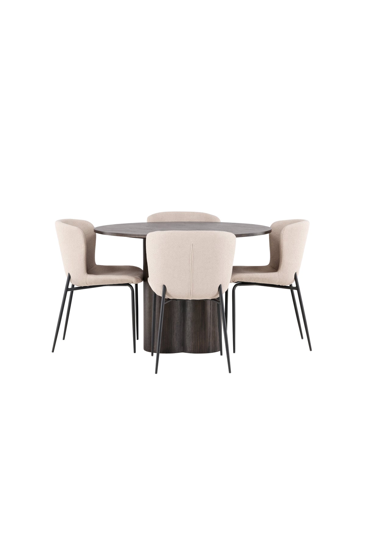 Olivia Esszimmer Set + Modesto ⌀110cm/4St. in Braun / Beige / Grau präsentiert im Onlineshop von KAQTU Design AG. Esszimmerset ist von Venture Home