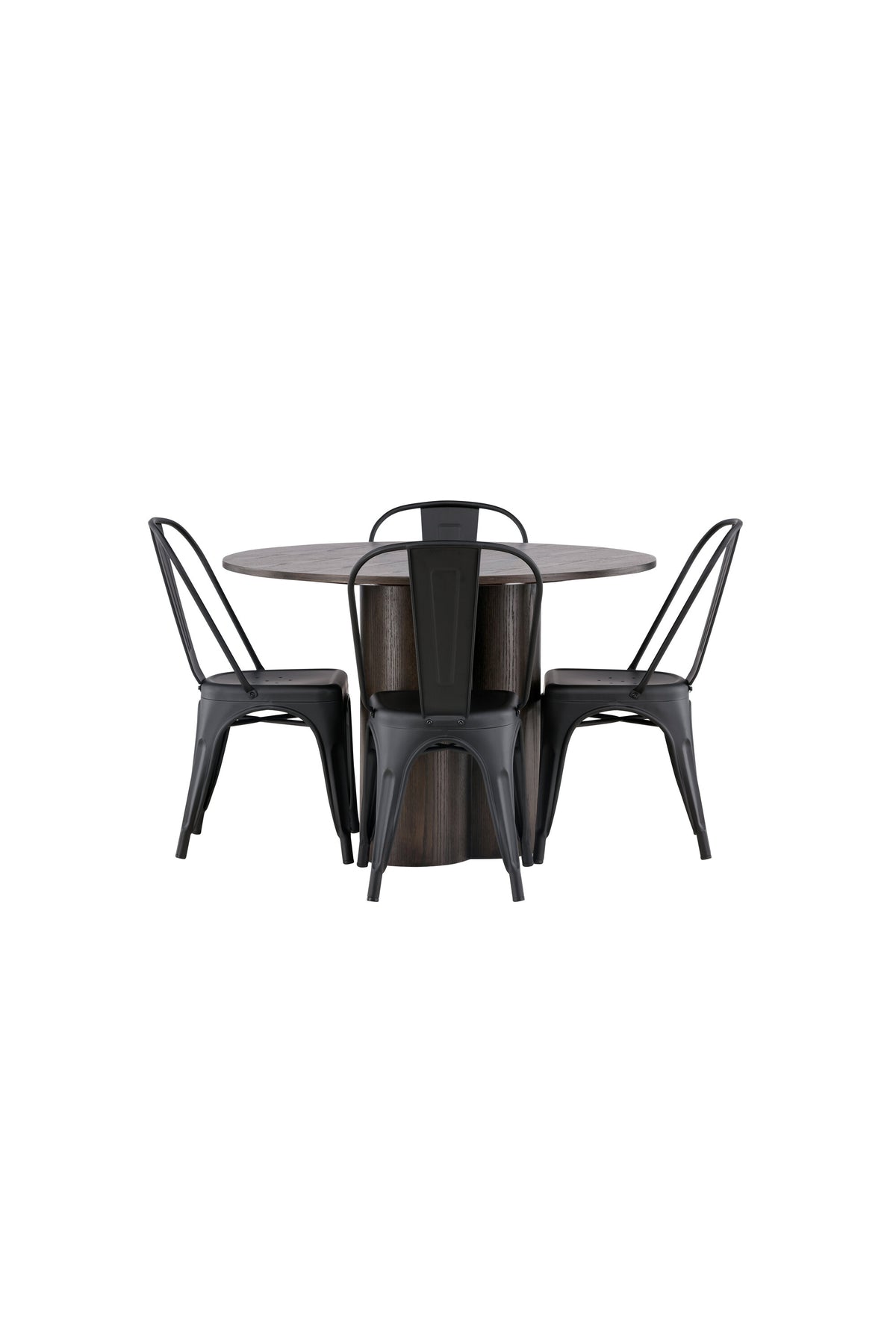 Olivia Esszimmer Set + Tempe ⌀110cm/4St. in Braun / Schwarz präsentiert im Onlineshop von KAQTU Design AG. Esszimmerset ist von Venture Home