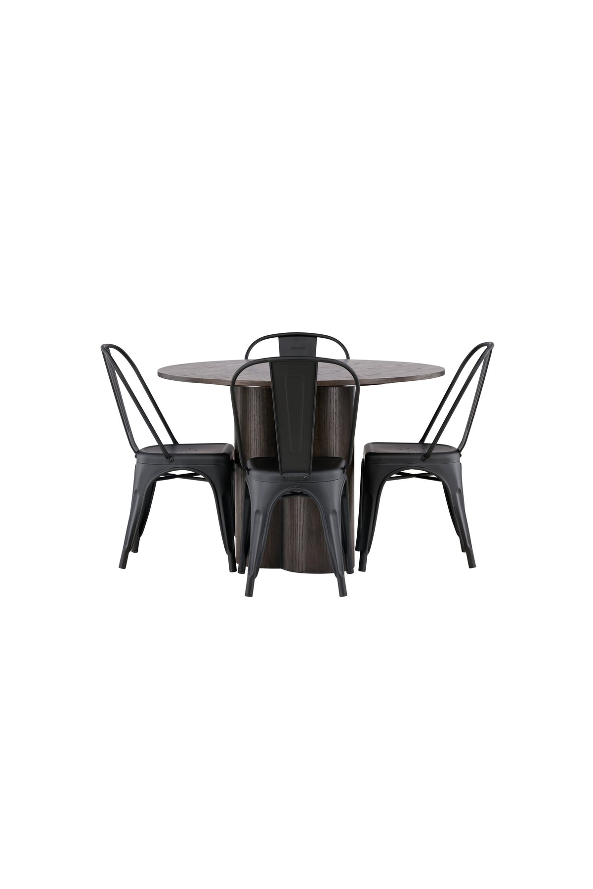 Olivia Esszimmer Set + Tempe ⌀110cm/4St. in Braun / Schwarz präsentiert im Onlineshop von KAQTU Design AG. Esszimmerset ist von Venture Home