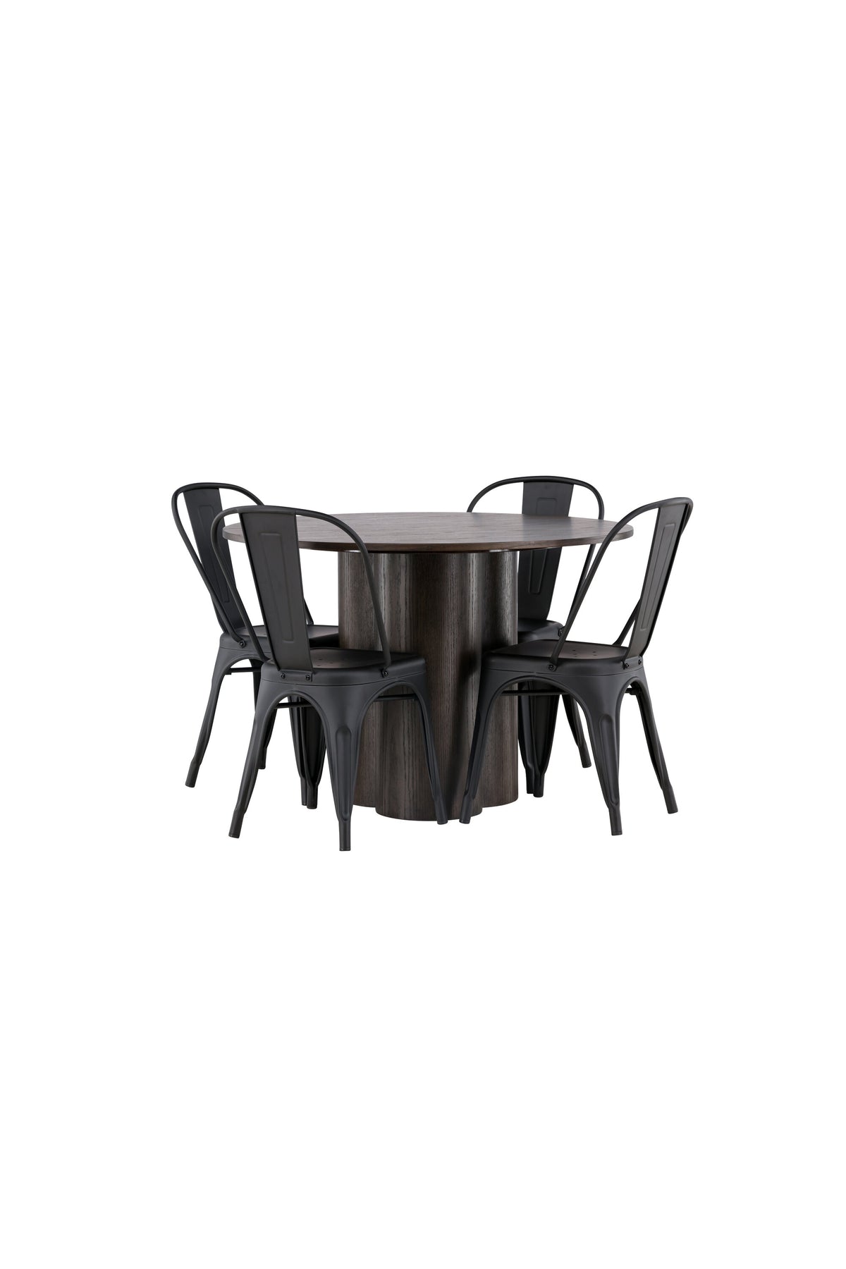 Olivia Esszimmer Set + Tempe ⌀110cm/4St. in Braun / Schwarz präsentiert im Onlineshop von KAQTU Design AG. Esszimmerset ist von Venture Home