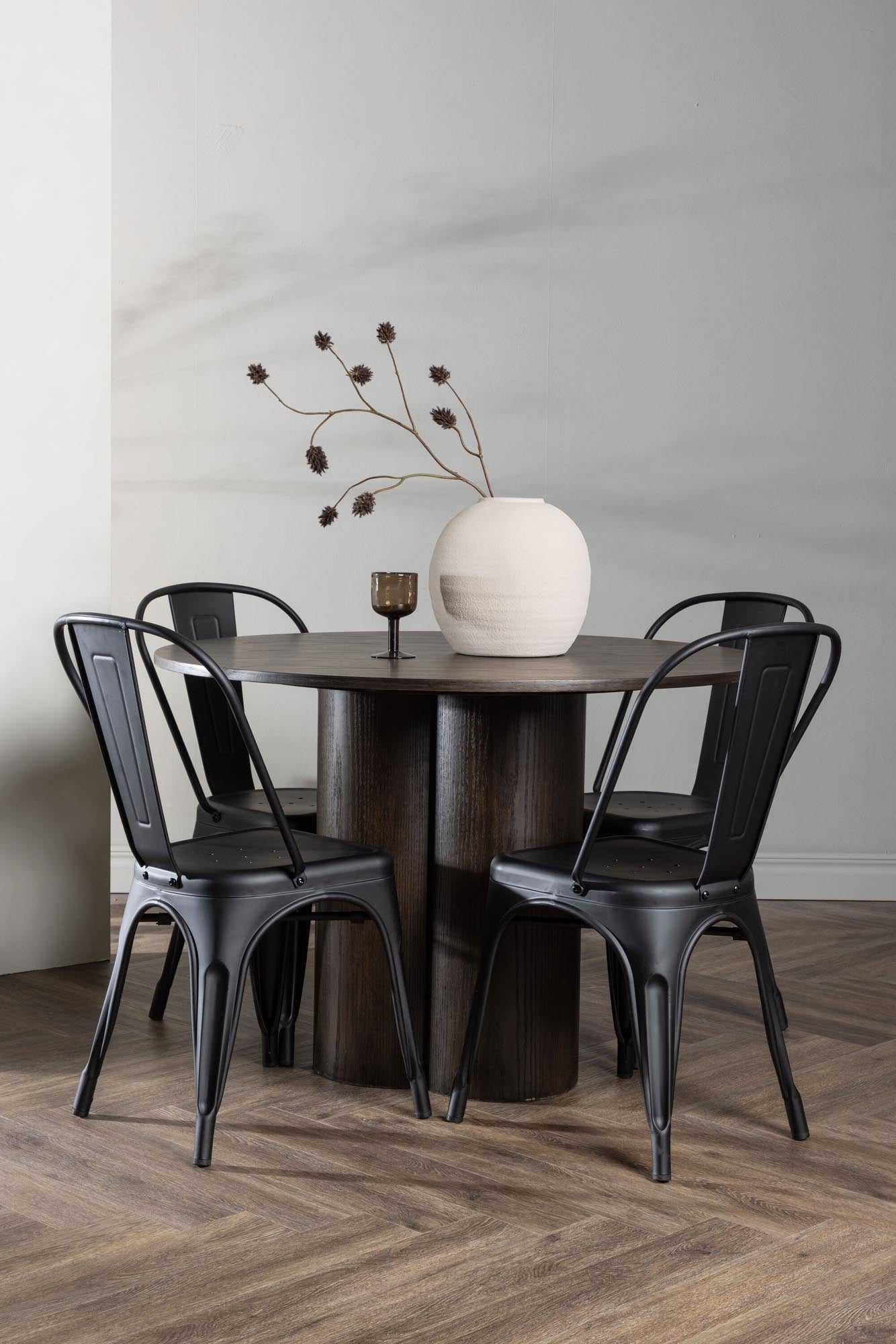 Elegantes Olivia Set: Esszimmer-Highlight mit 110cm Tisch & 4 Stühlen.