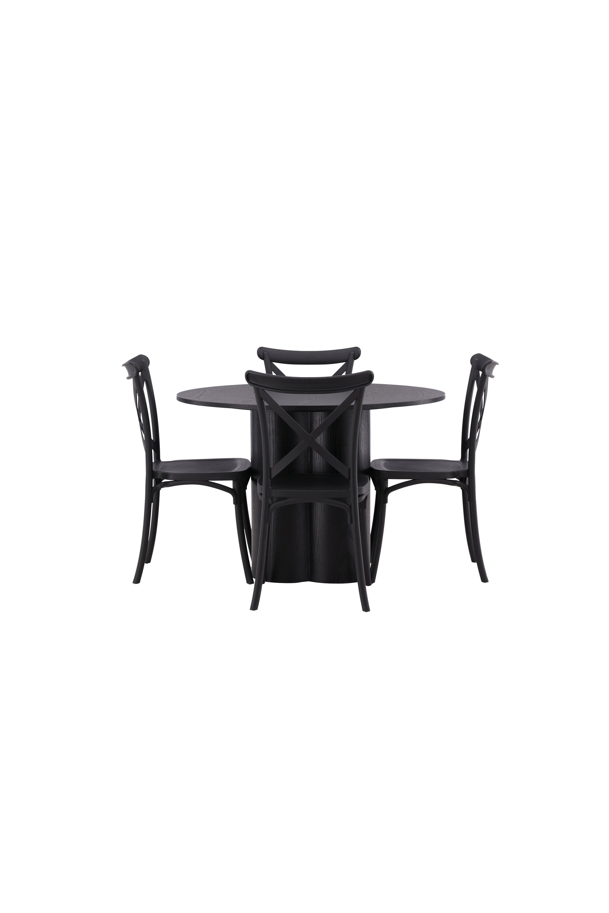 Olivia Esszimmer Set + Crosett ⌀110cm/4St. in Schwarz präsentiert im Onlineshop von KAQTU Design AG. Esszimmerset ist von Venture Home