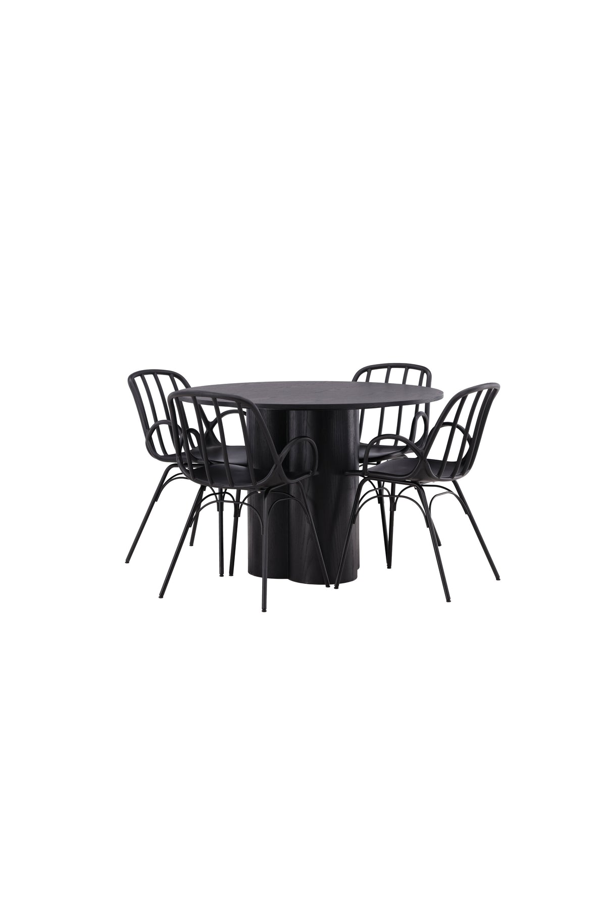 Olivia Esszimmerset + Dyrön ⌀110cm/4St. in Schwarz präsentiert im Onlineshop von KAQTU Design AG. Esszimmerset ist von Venture Home