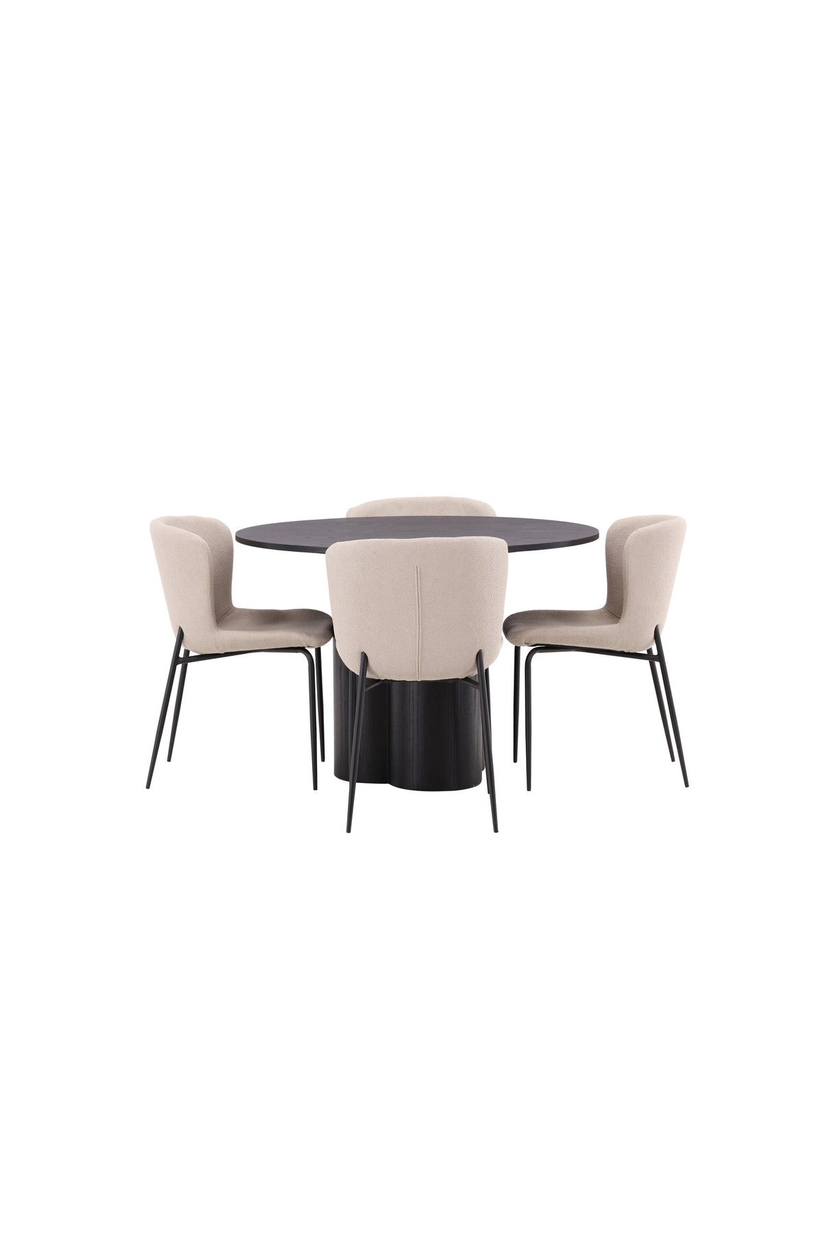 Olivia Esszimmer Set + Modesto ⌀110cm/4St. in Schwarz / Beige präsentiert im Onlineshop von KAQTU Design AG. Esszimmerset ist von Venture Home