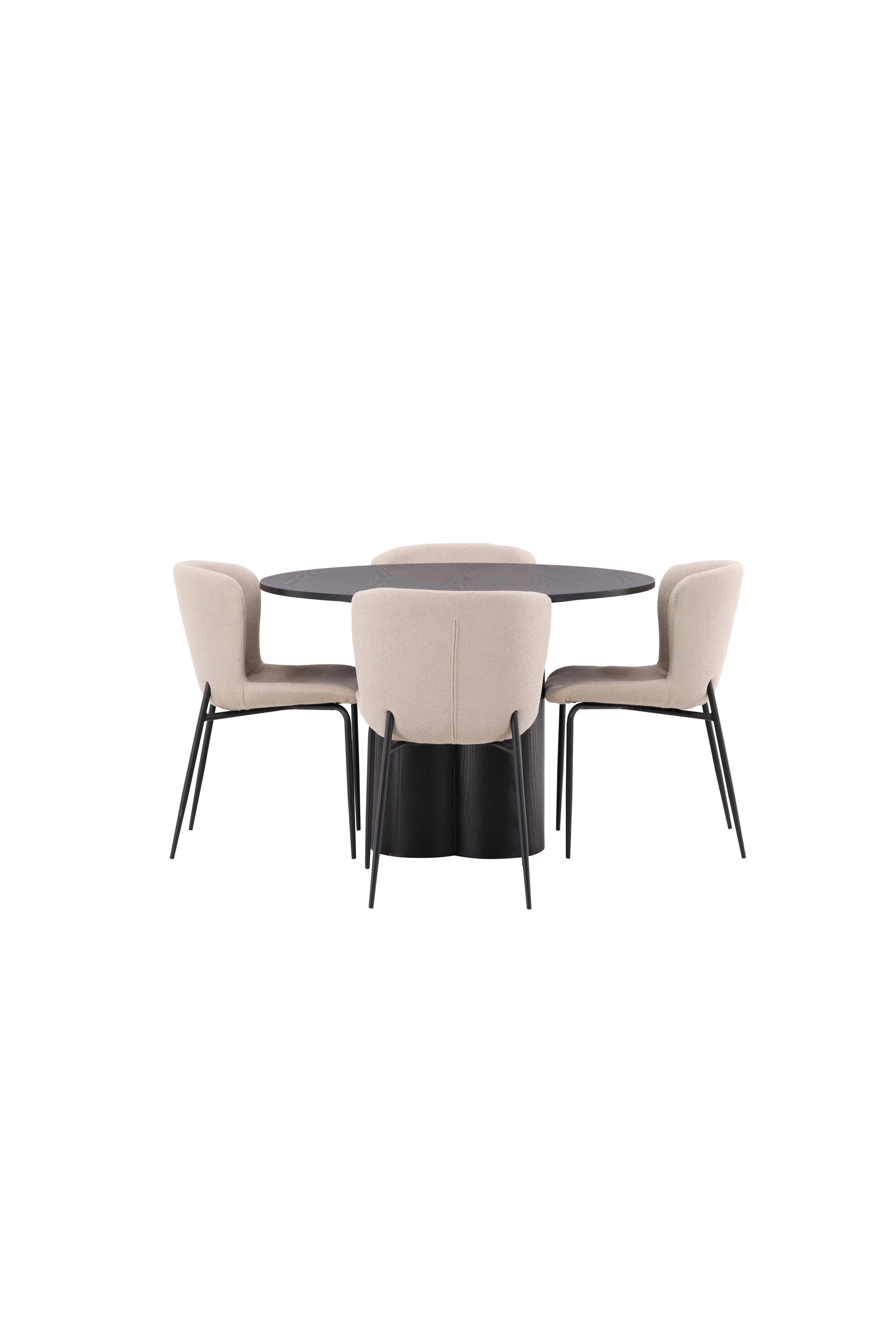 Olivia Esszimmer Set + Modesto ⌀110cm/4St. in Schwarz / Beige präsentiert im Onlineshop von KAQTU Design AG. Esszimmerset ist von Venture Home