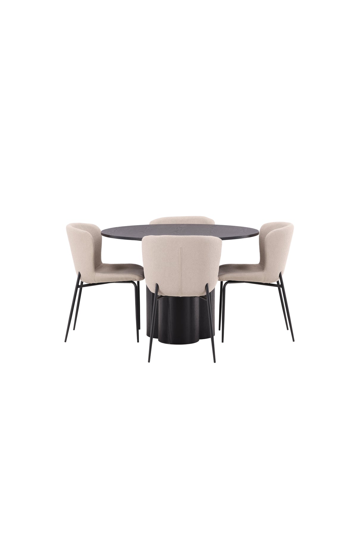 Olivia Esszimmer Set + Modesto ⌀110cm/4St. in Schwarz / Beige präsentiert im Onlineshop von KAQTU Design AG. Esszimmerset ist von Venture Home