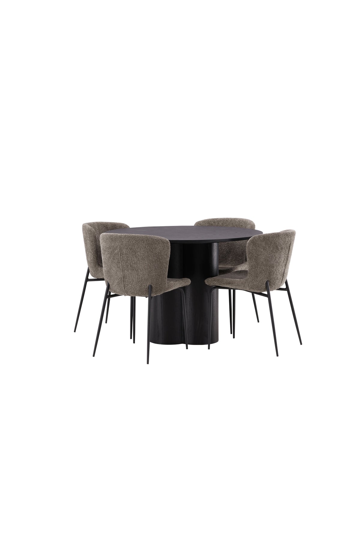 Olivia Esszimmer Set + Modesto ⌀110cm/4St. in Schwarz / Beige / Grau präsentiert im Onlineshop von KAQTU Design AG. Esszimmerset ist von Venture Home