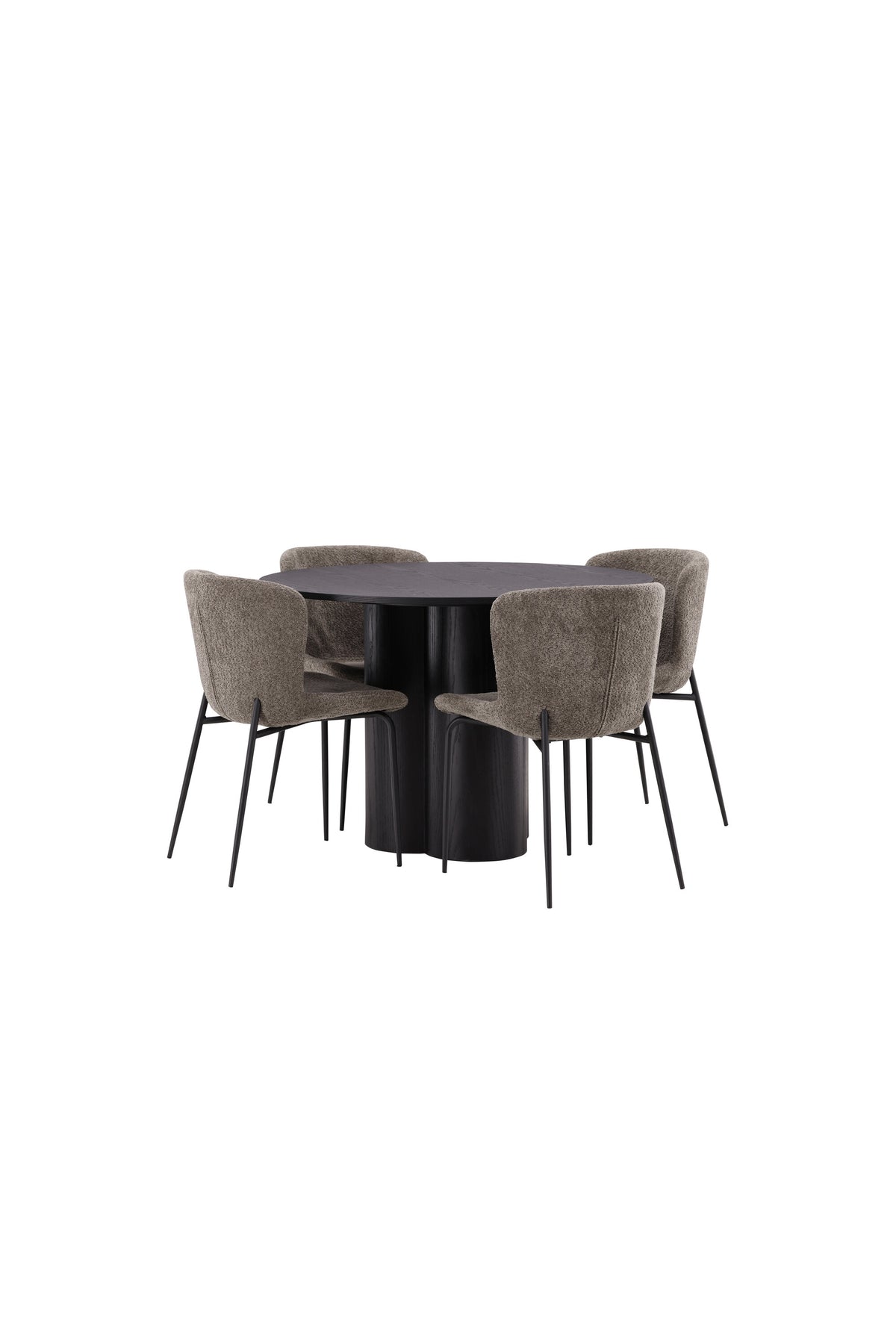 Olivia Esszimmer Set + Modesto ⌀110cm/4St. in Schwarz / Beige / Grau präsentiert im Onlineshop von KAQTU Design AG. Esszimmerset ist von Venture Home