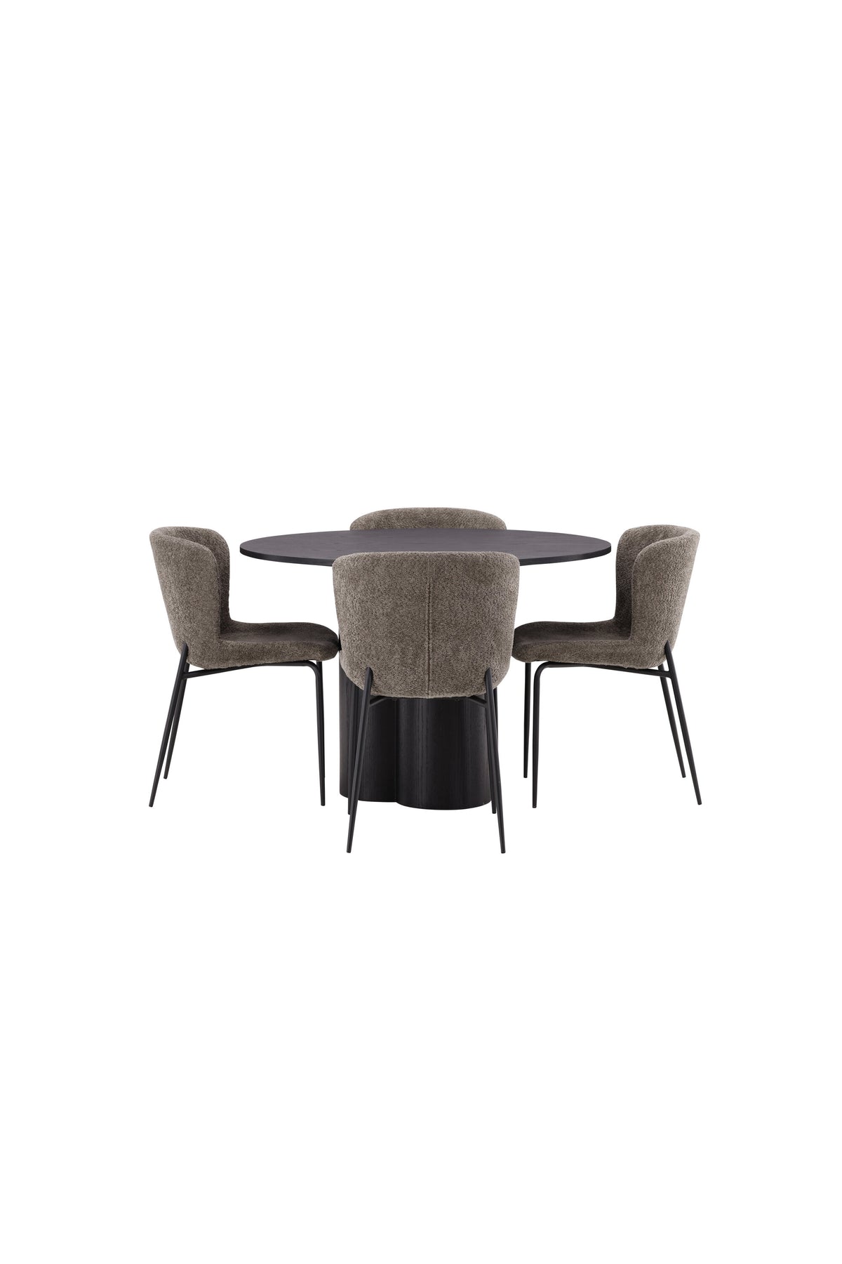 Olivia Esszimmer Set + Modesto ⌀110cm/4St. in Schwarz / Beige / Grau präsentiert im Onlineshop von KAQTU Design AG. Esszimmerset ist von Venture Home