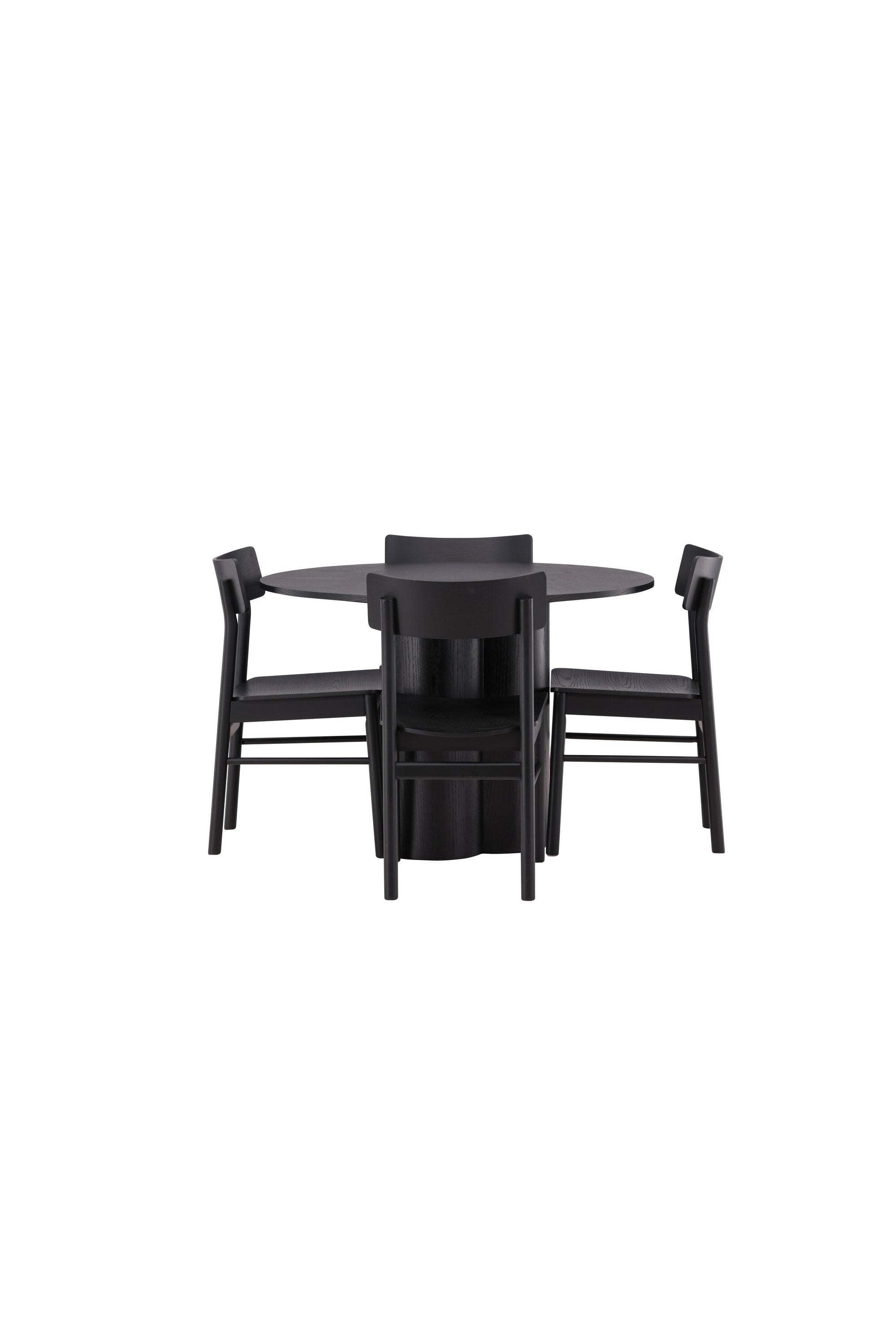 Olivia Esszimmer Set + Montros ⌀110cm/4St. in Schwarz präsentiert im Onlineshop von KAQTU Design AG. Esszimmerset ist von Venture Home