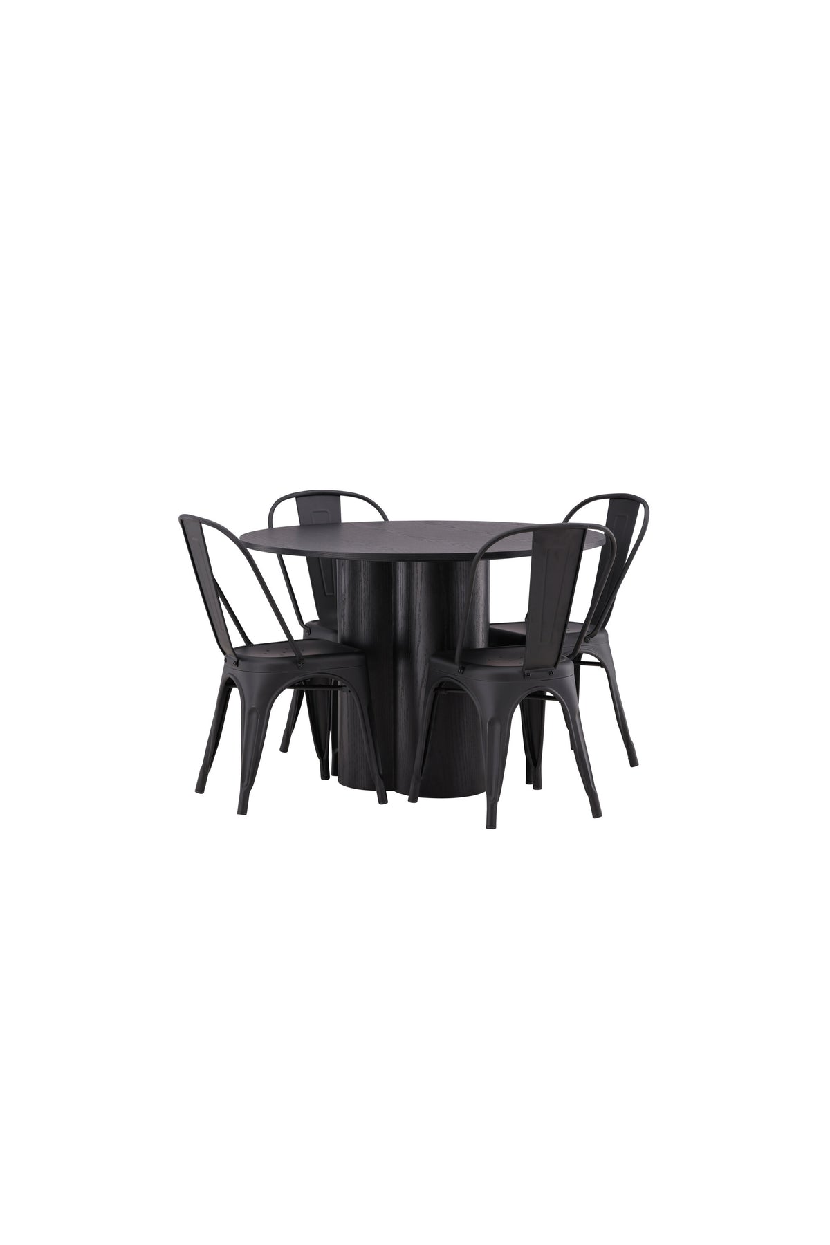 Olivia Esszimmer Set + Tempe ⌀110cm/4St. in Schwarz präsentiert im Onlineshop von KAQTU Design AG. Esszimmerset ist von Venture Home
