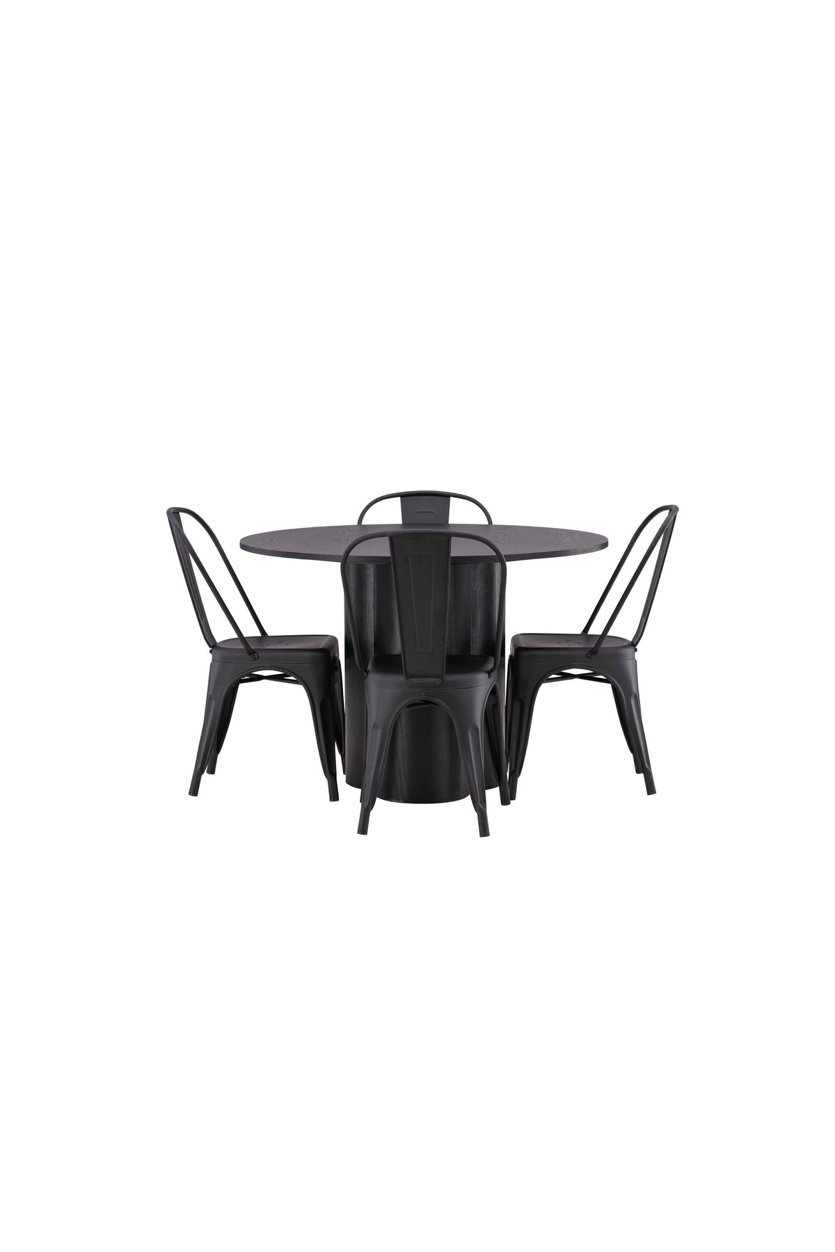 Olivia Esszimmer Set + Tempe ⌀110cm/4St. in Schwarz präsentiert im Onlineshop von KAQTU Design AG. Esszimmerset ist von Venture Home