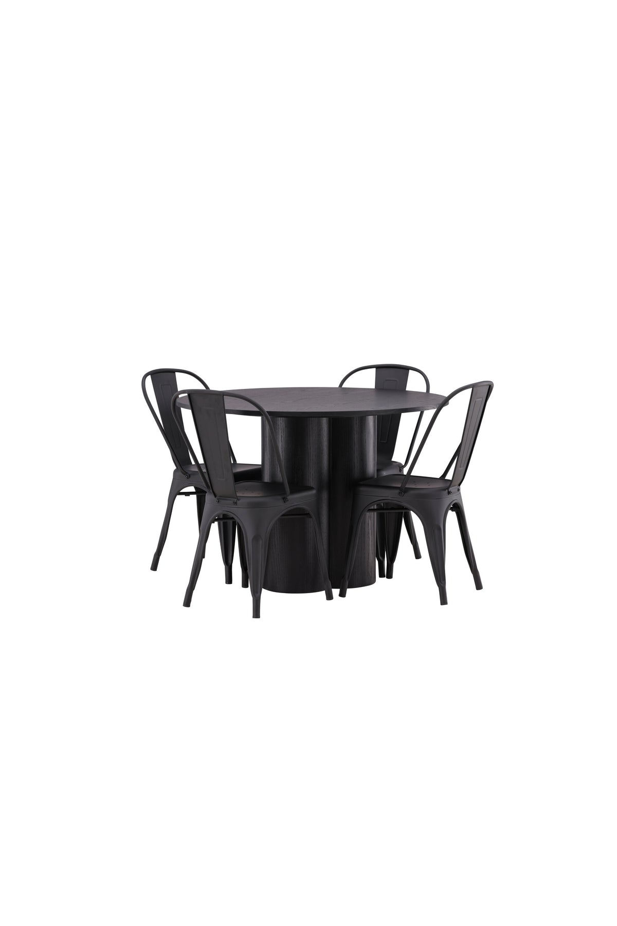 Olivia Esszimmer Set + Tempe ⌀110cm/4St. in Schwarz präsentiert im Onlineshop von KAQTU Design AG. Esszimmerset ist von Venture Home