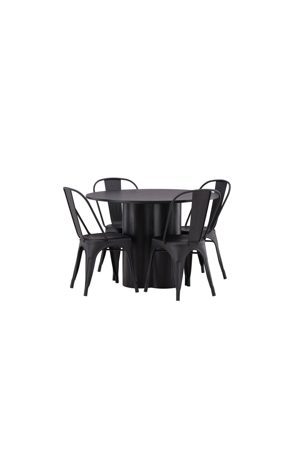 Olivia Esszimmer Set + Tempe ⌀110cm/4St. in Schwarz präsentiert im Onlineshop von KAQTU Design AG. Esszimmerset ist von Venture Home