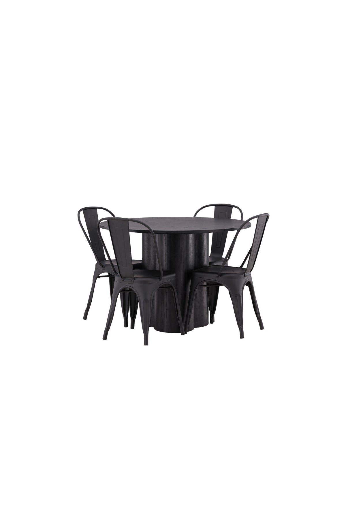 Olivia Esszimmer Set + Tempe ⌀110cm/4St. in Schwarz präsentiert im Onlineshop von KAQTU Design AG. Esszimmerset ist von Venture Home