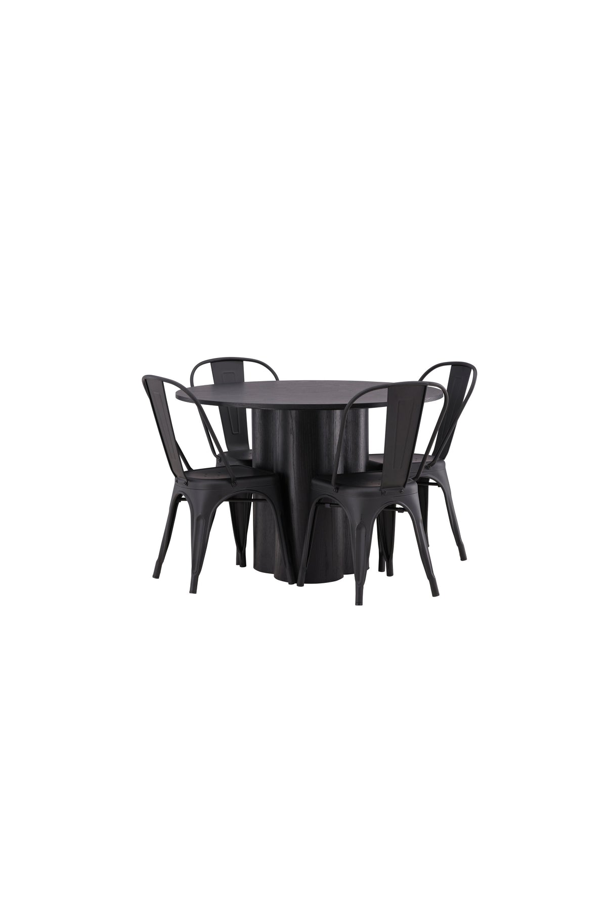Olivia Esszimmer Set + Tempe ⌀110cm/4St. in Schwarz präsentiert im Onlineshop von KAQTU Design AG. Esszimmerset ist von Venture Home
