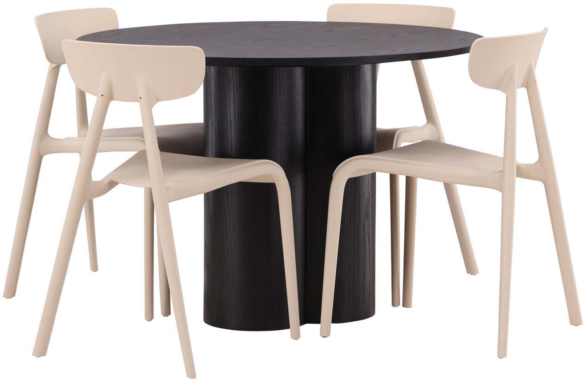 Elegantes Olivia Set: Runder Tisch mit 4 Stühlen von Venture Home.