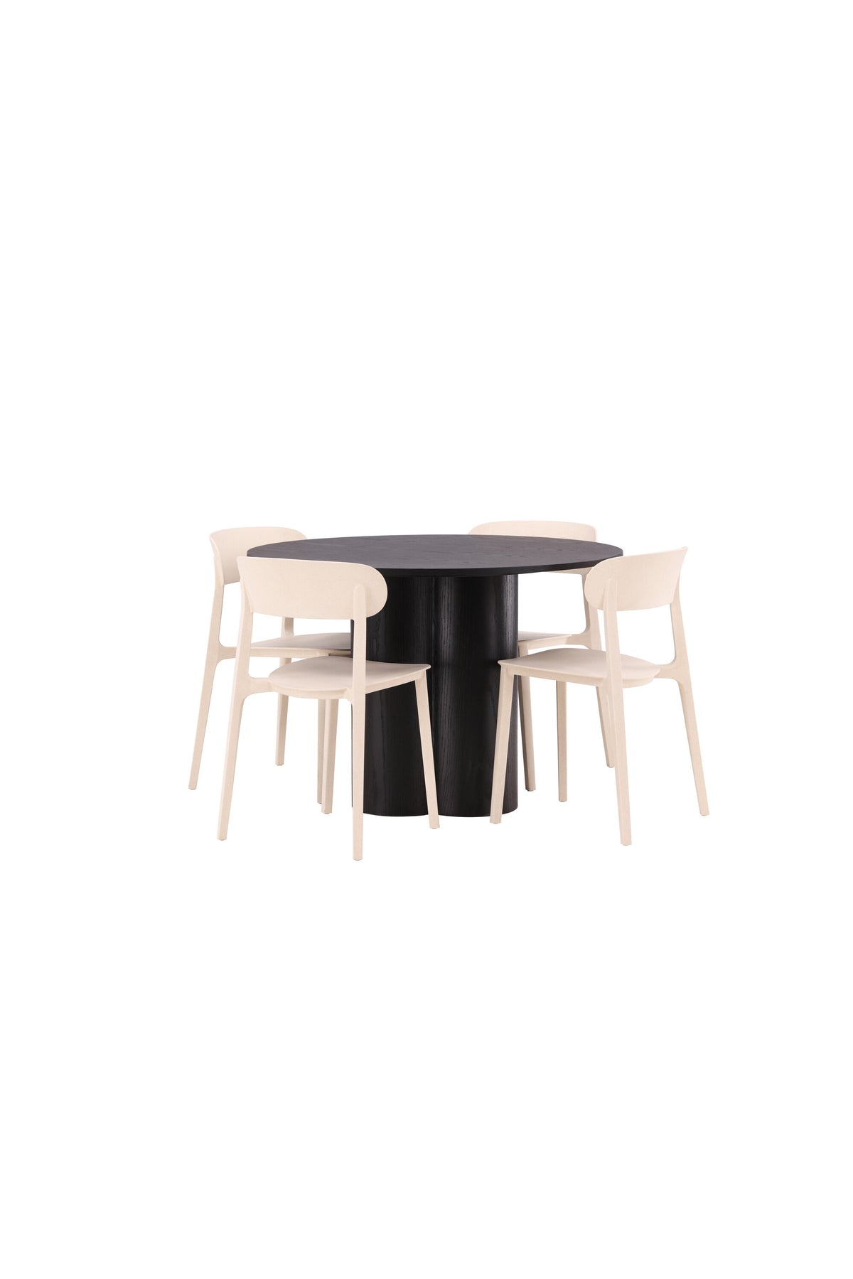 Olivia Esszimmer Set + Astol ⌀110cm/4St. in Schwarz / Beige präsentiert im Onlineshop von KAQTU Design AG. Esszimmerset ist von Venture Home