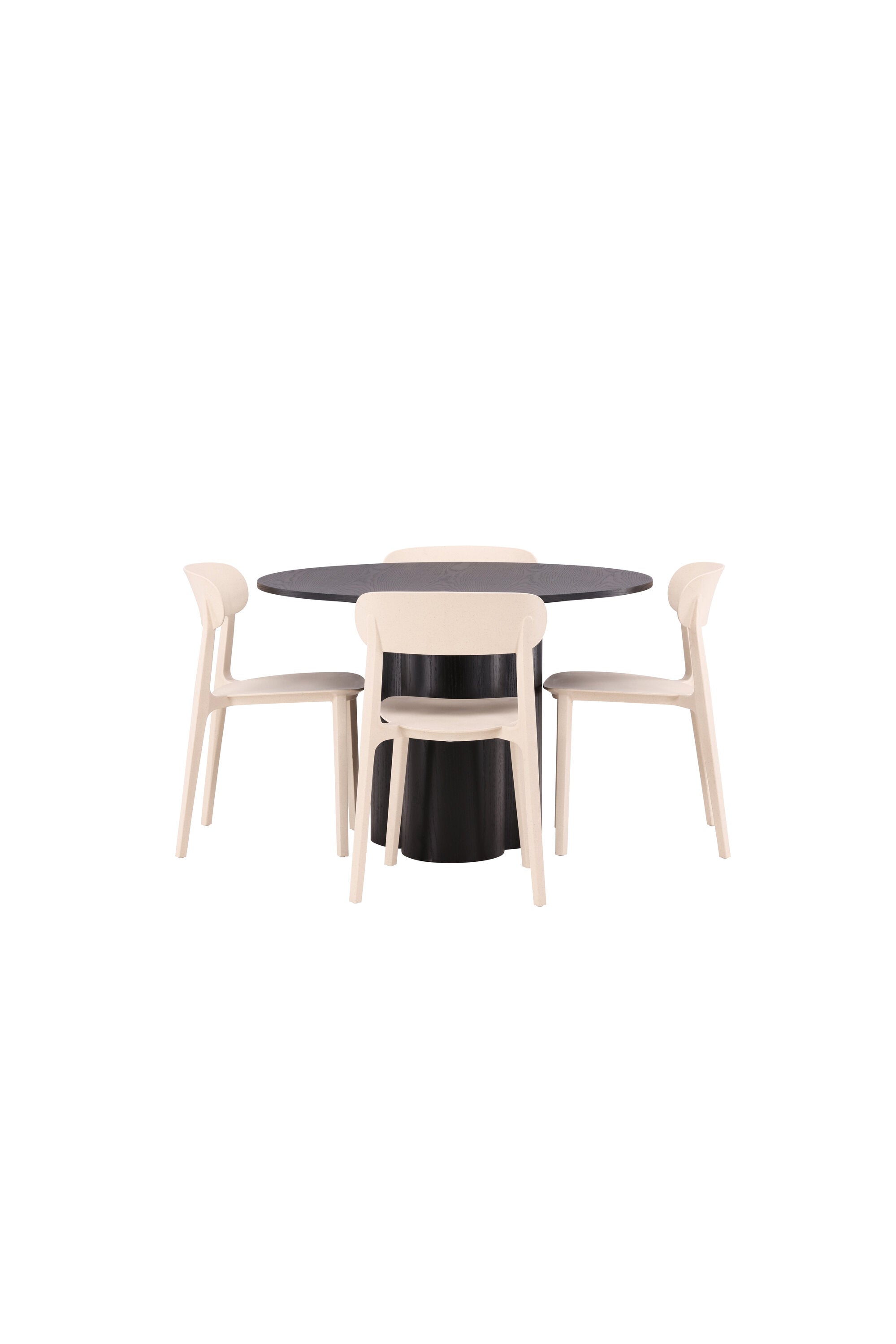 Olivia Esszimmer Set + Astol ⌀110cm/4St. in Schwarz / Beige präsentiert im Onlineshop von KAQTU Design AG. Esszimmerset ist von Venture Home