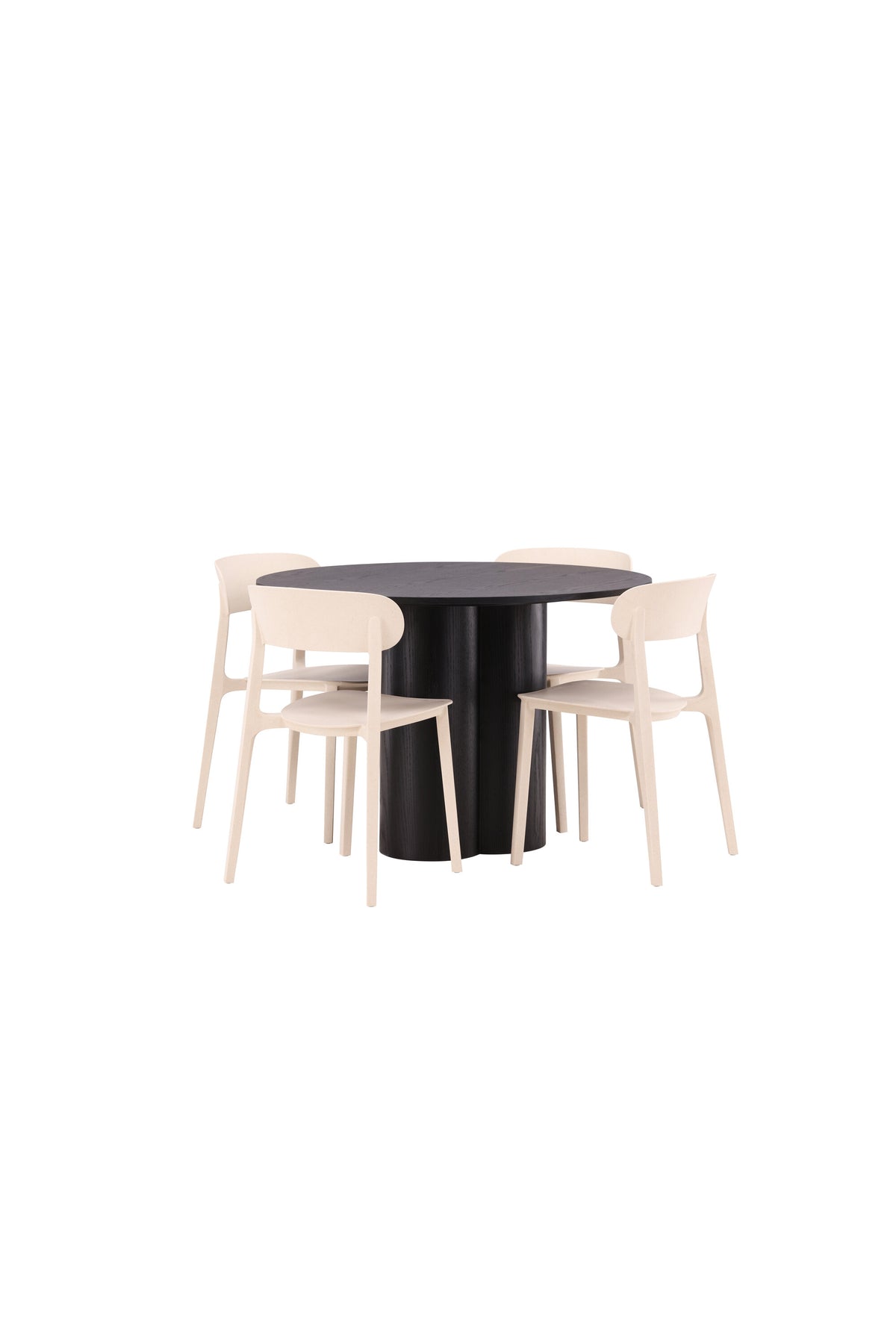 Olivia Esszimmer Set + Astol ⌀110cm/4St. in Schwarz / Beige präsentiert im Onlineshop von KAQTU Design AG. Esszimmerset ist von Venture Home