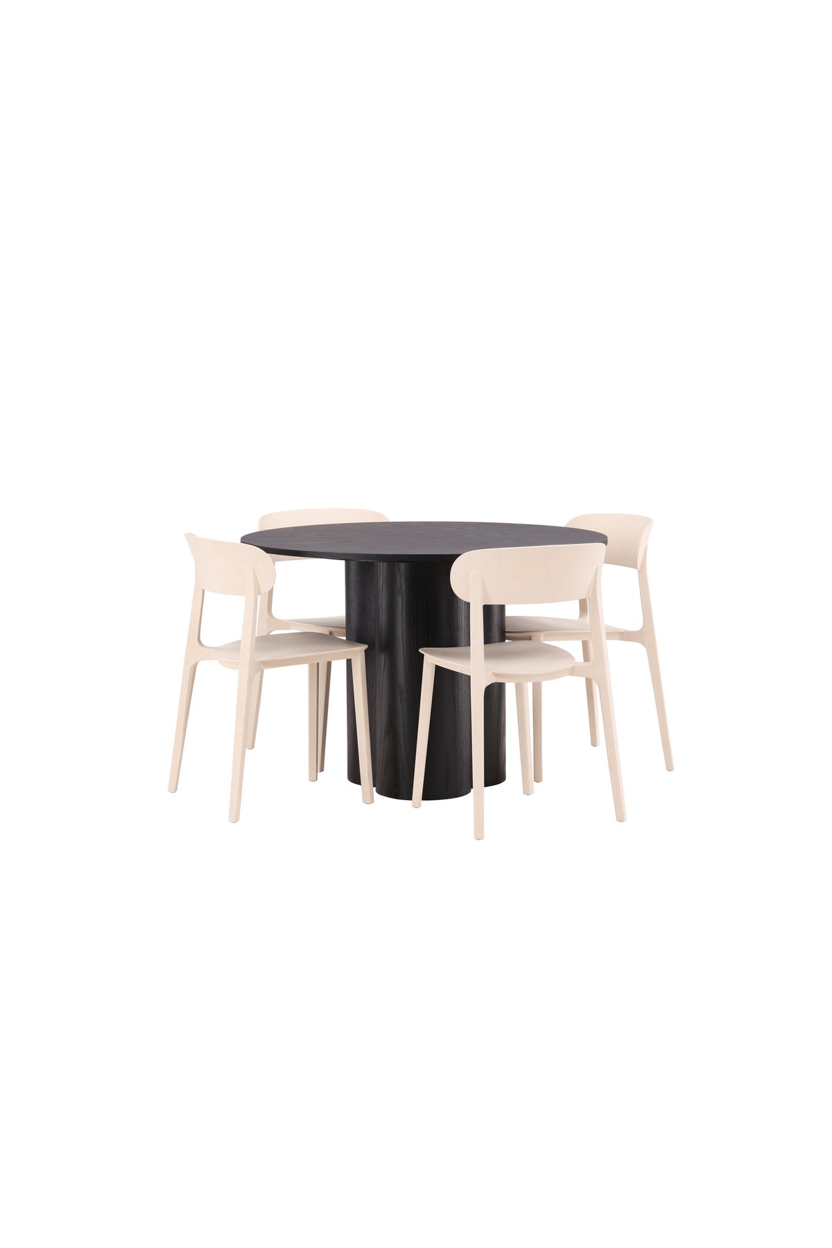 Olivia Esszimmer Set + Astol ⌀110cm/4St. in Schwarz / Beige präsentiert im Onlineshop von KAQTU Design AG. Esszimmerset ist von Venture Home