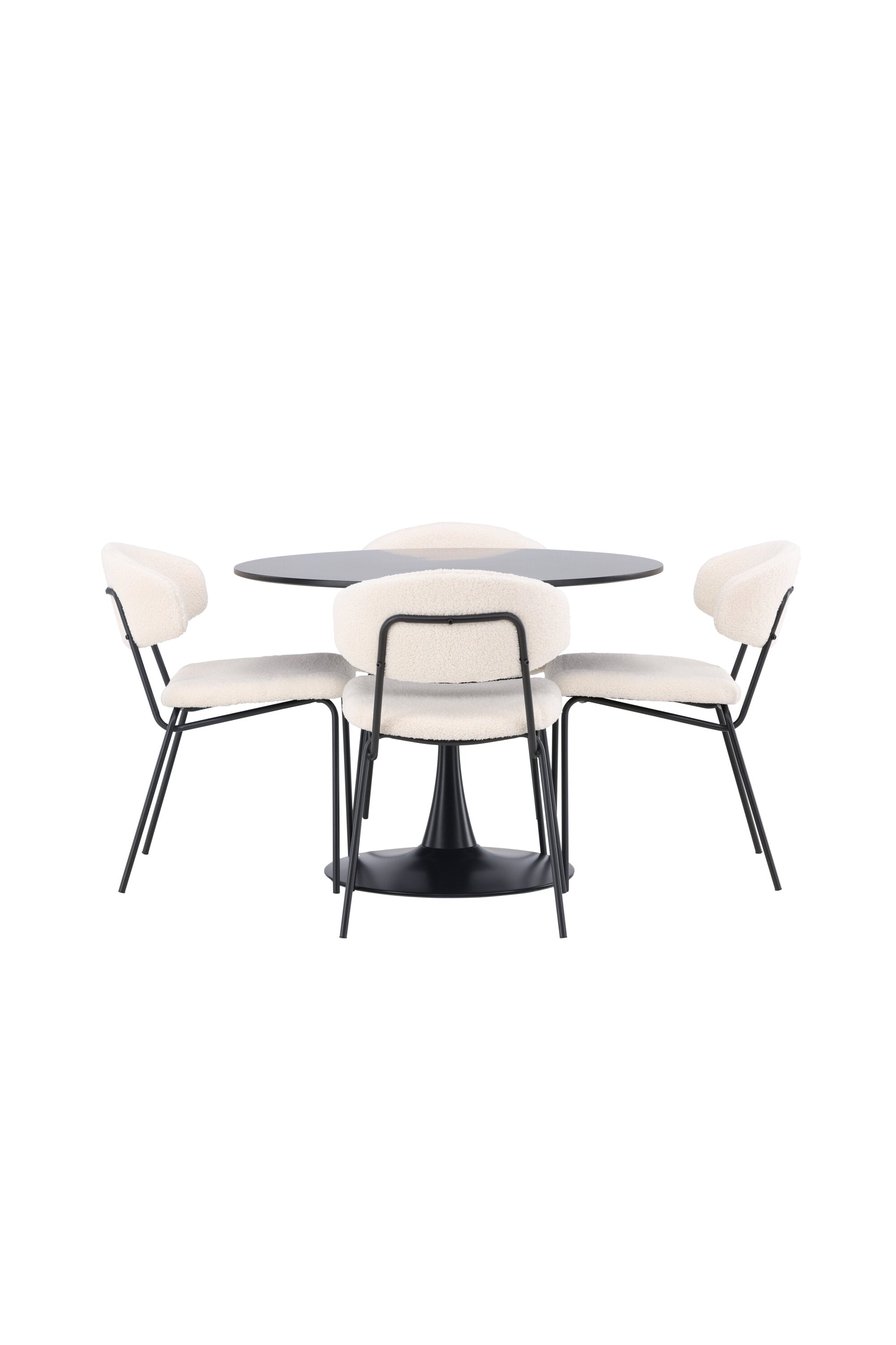 Glade Esszimmerset + Chico ⌀100cm/4St. in Weiss präsentiert im Onlineshop von KAQTU Design AG. Esszimmerset ist von Venture Home