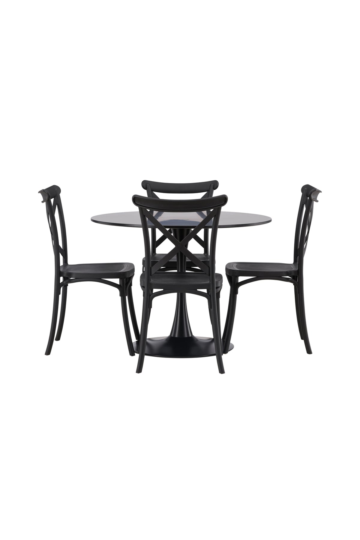 Glade Esszimmerset + Crosette ⌀100cm/4St. in Schwarz präsentiert im Onlineshop von KAQTU Design AG. Esszimmerset ist von Venture Home