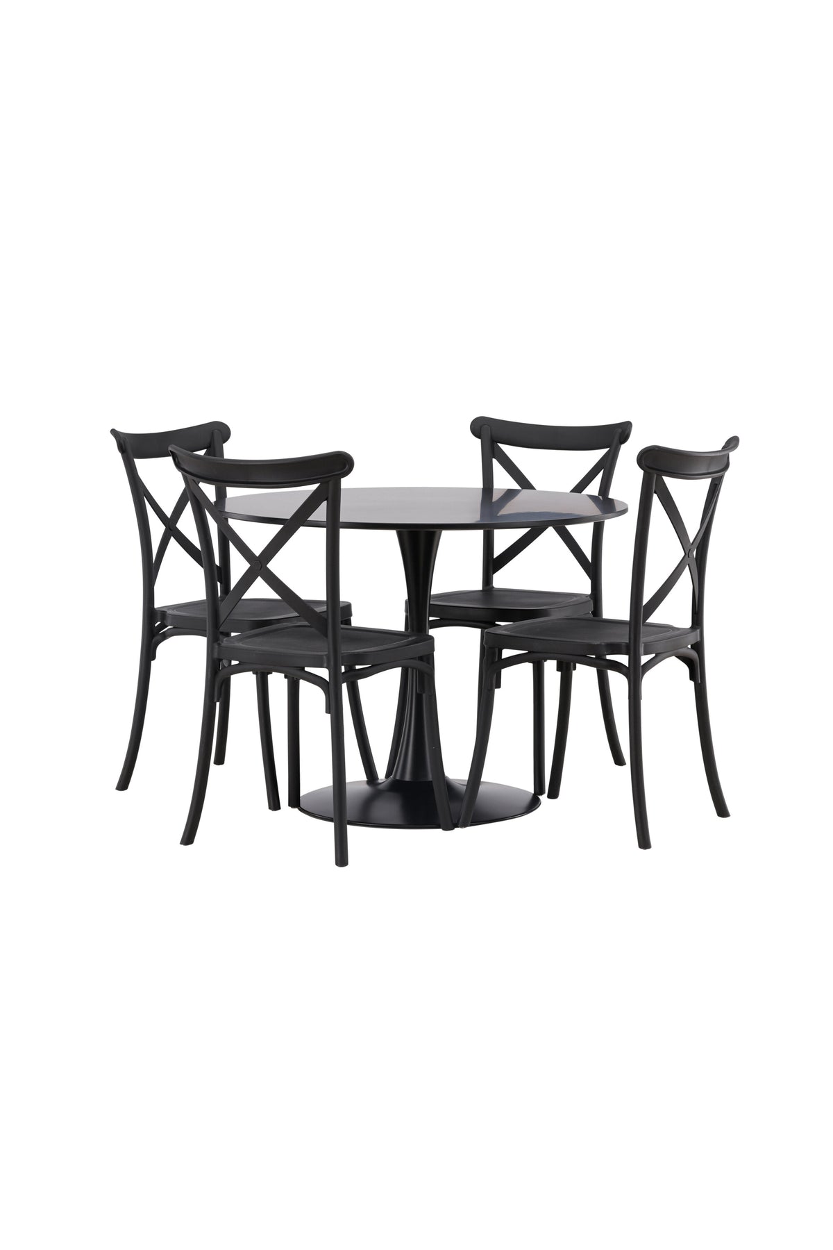 Glade Esszimmerset + Crosette ⌀100cm/4St. in Schwarz präsentiert im Onlineshop von KAQTU Design AG. Esszimmerset ist von Venture Home