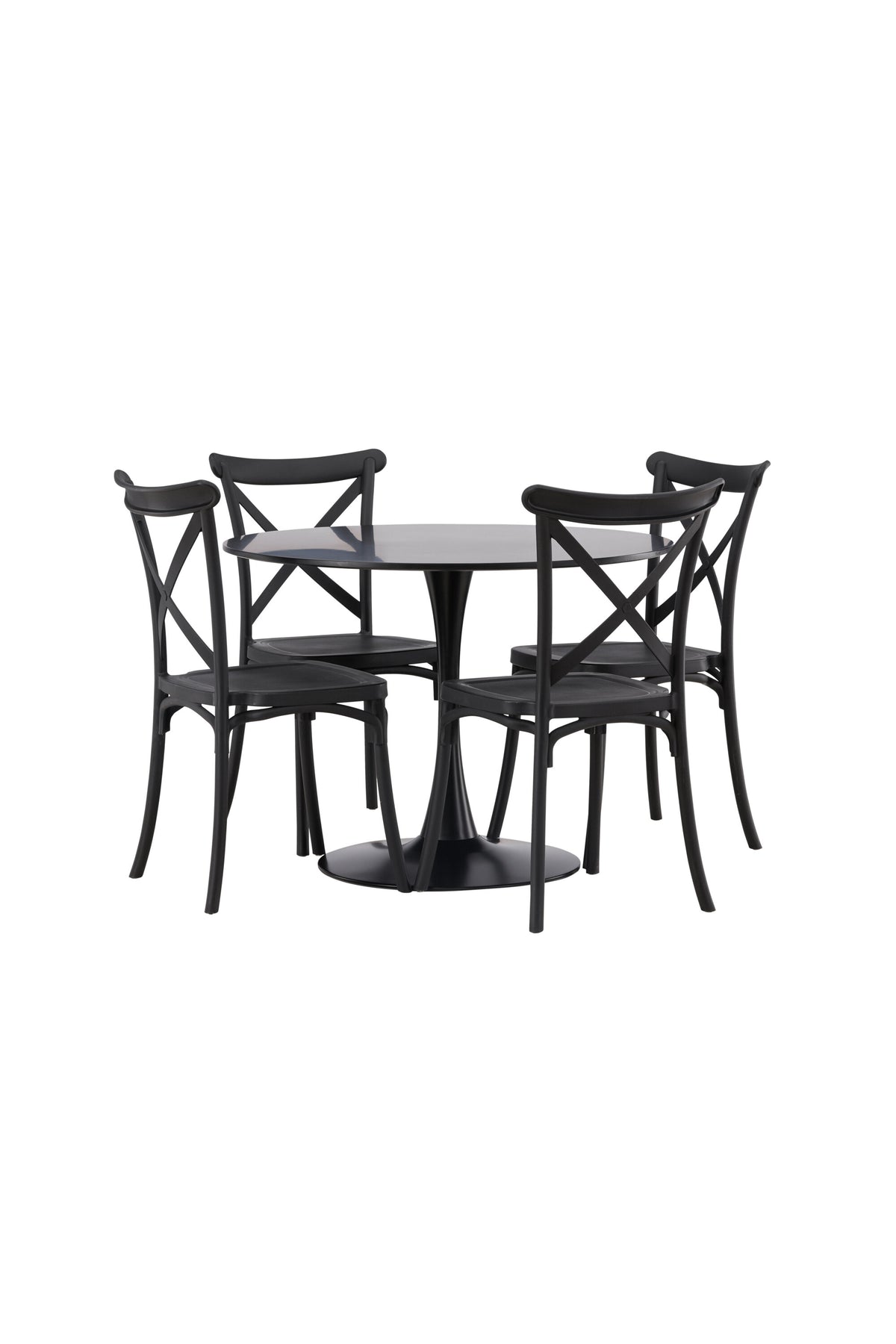 Glade Esszimmerset + Crosette ⌀100cm/4St. in Schwarz präsentiert im Onlineshop von KAQTU Design AG. Esszimmerset ist von Venture Home