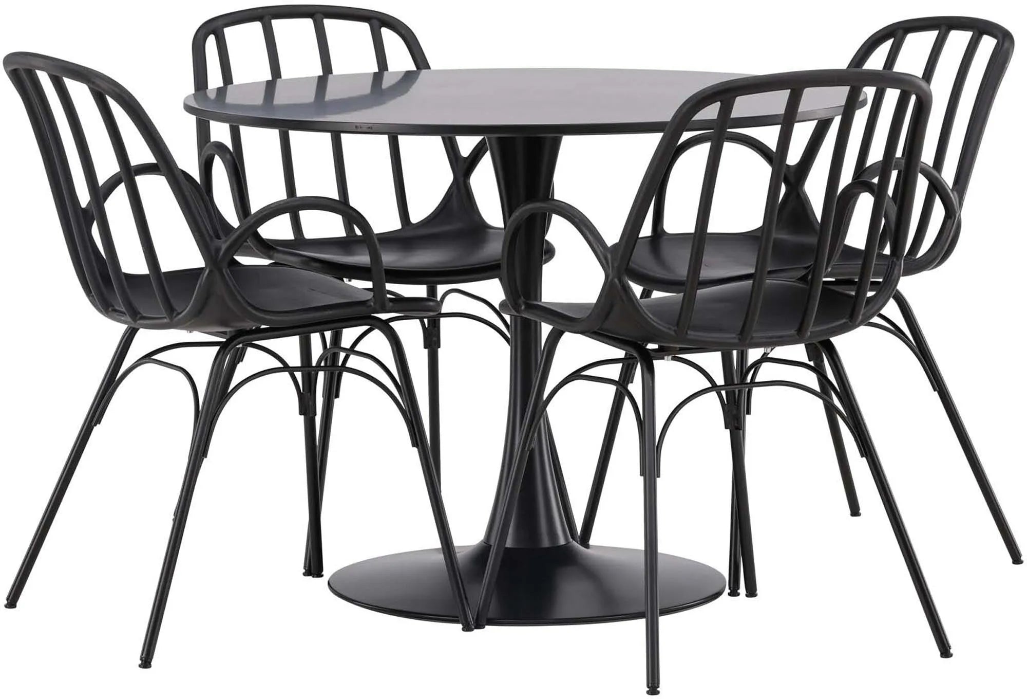 Modernes Glade Esszimmerset mit Dyrön Tisch, 100cm, 4 Stühle.
