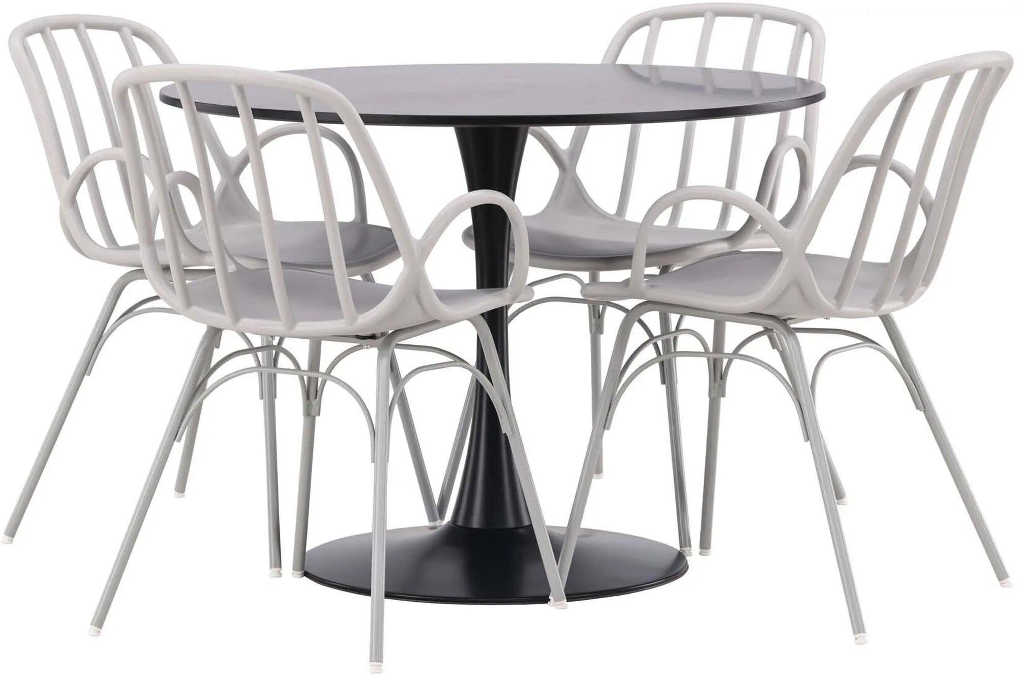 Modernes Glade Esszimmerset mit Dyrön Tisch, 100cm, 4 Stühle.
