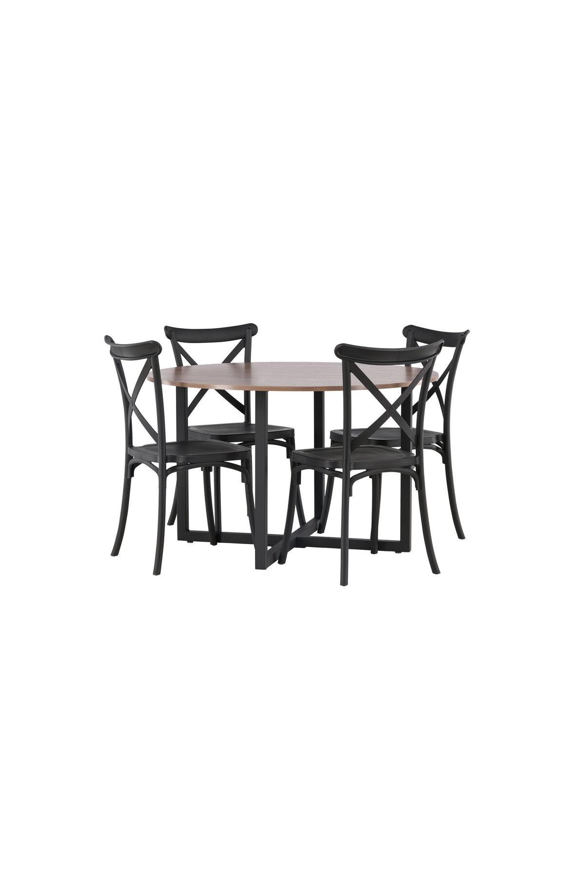 Durango Esszimmerset + Crosett ⌀120cm/4St. in Schwarz präsentiert im Onlineshop von KAQTU Design AG. Esszimmerset ist von Venture Home