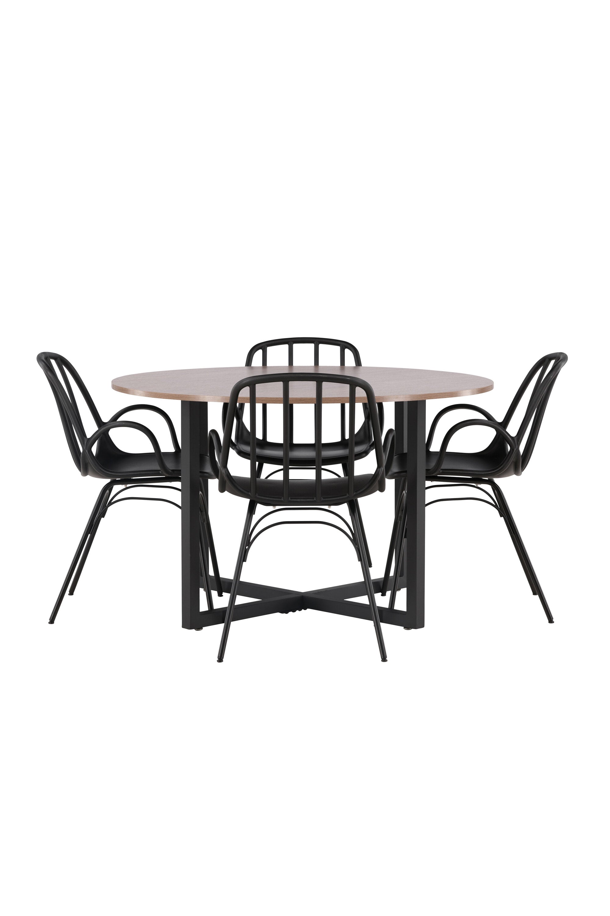 Durango Esszimmerset + Dyrön ⌀120cm/4St. in Schwarz präsentiert im Onlineshop von KAQTU Design AG. Esszimmerset ist von Venture Home