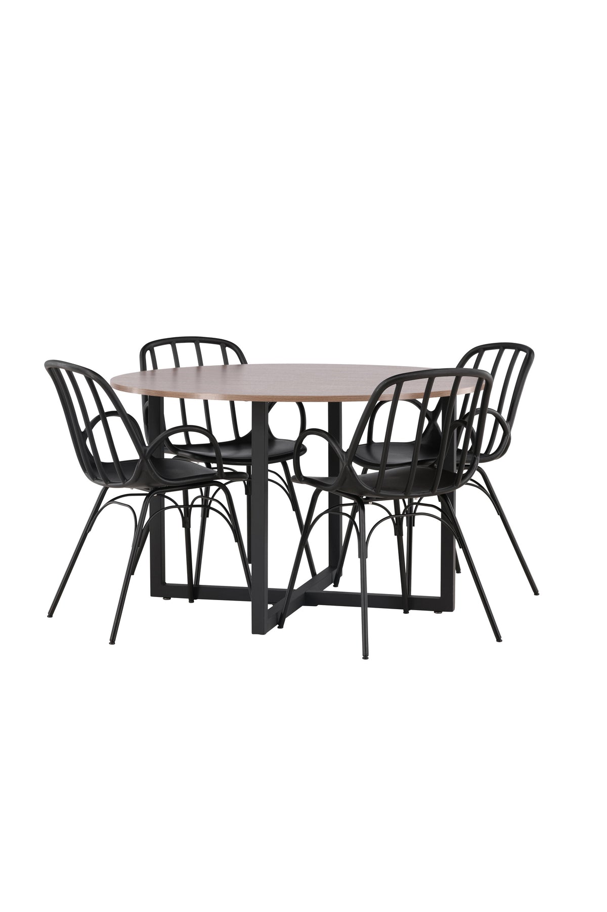 Durango Esszimmerset + Dyrön ⌀120cm/4St. in Schwarz präsentiert im Onlineshop von KAQTU Design AG. Esszimmerset ist von Venture Home