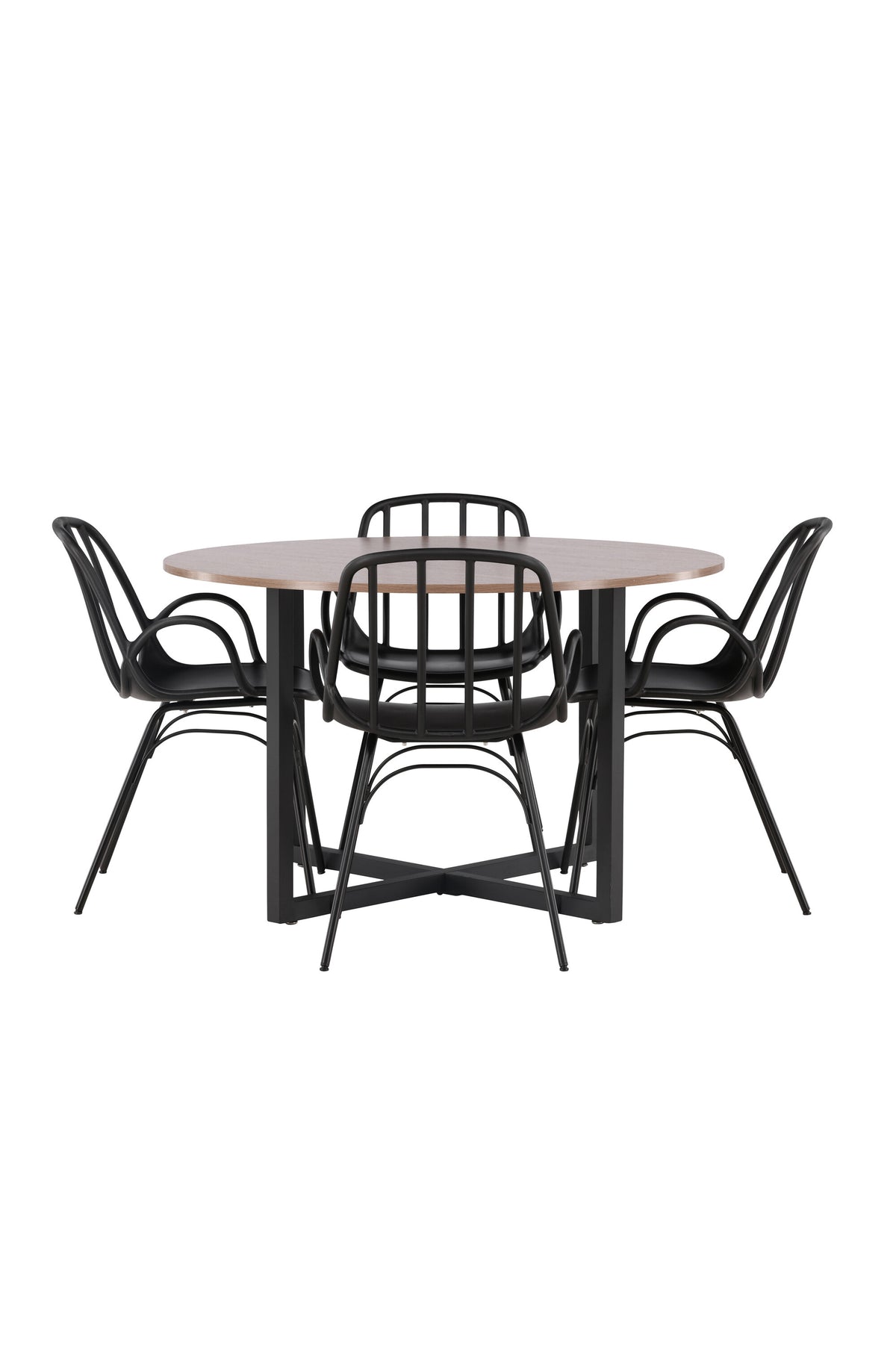Durango Esszimmerset + Dyrön ⌀120cm/4St. in Schwarz präsentiert im Onlineshop von KAQTU Design AG. Esszimmerset ist von Venture Home