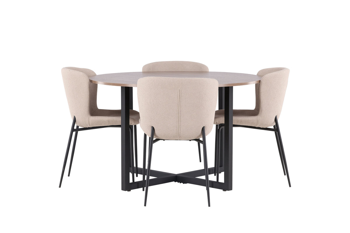 Durango Esszimmerset + Modesto ⌀120cm/4St. in Beige, Schwarz präsentiert im Onlineshop von KAQTU Design AG. Esszimmerset ist von Venture Home